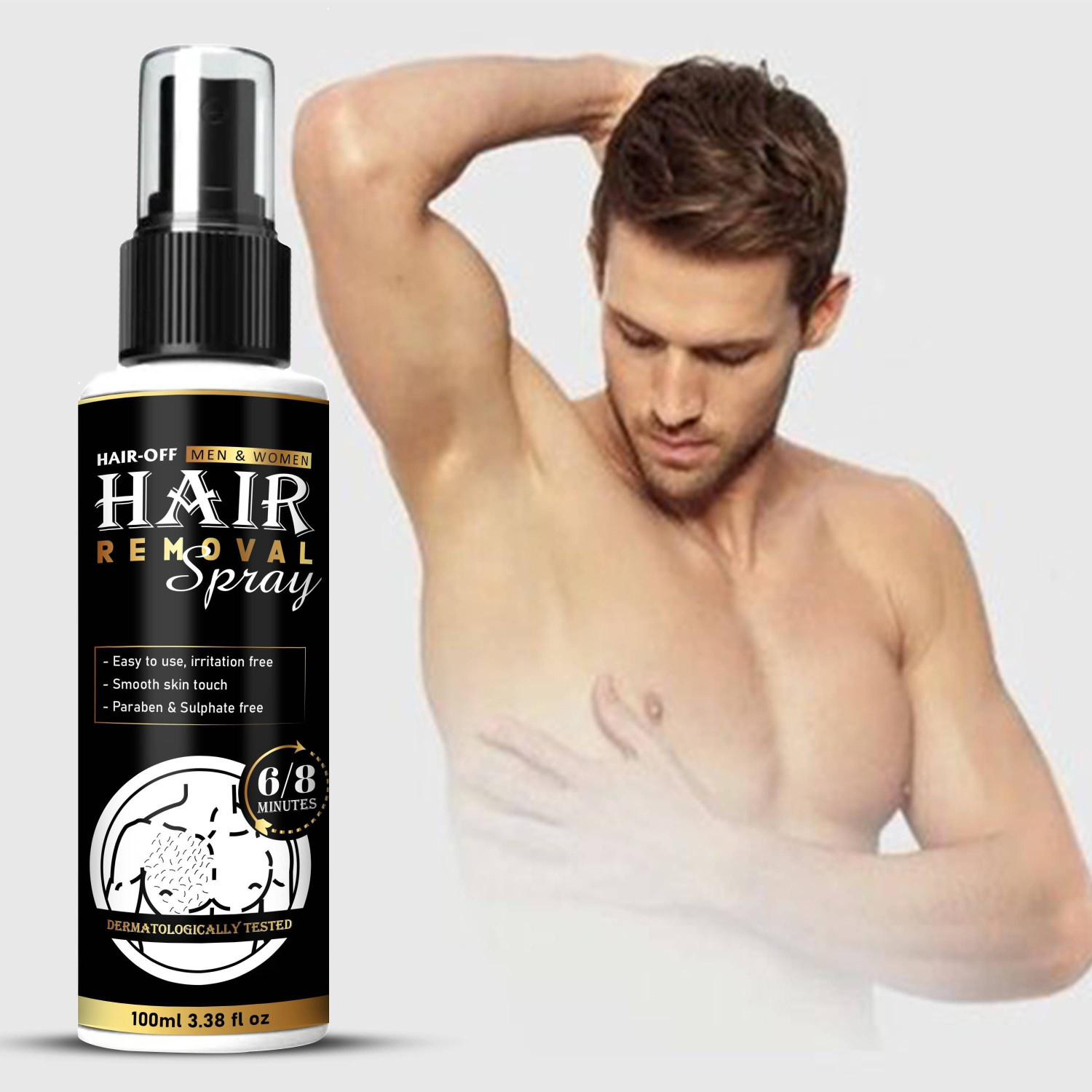 Image of GLAMITY Body Hair Removal Spray Cream - For Chest, Back, Legs & Under Arms Spray 1.52 Spray