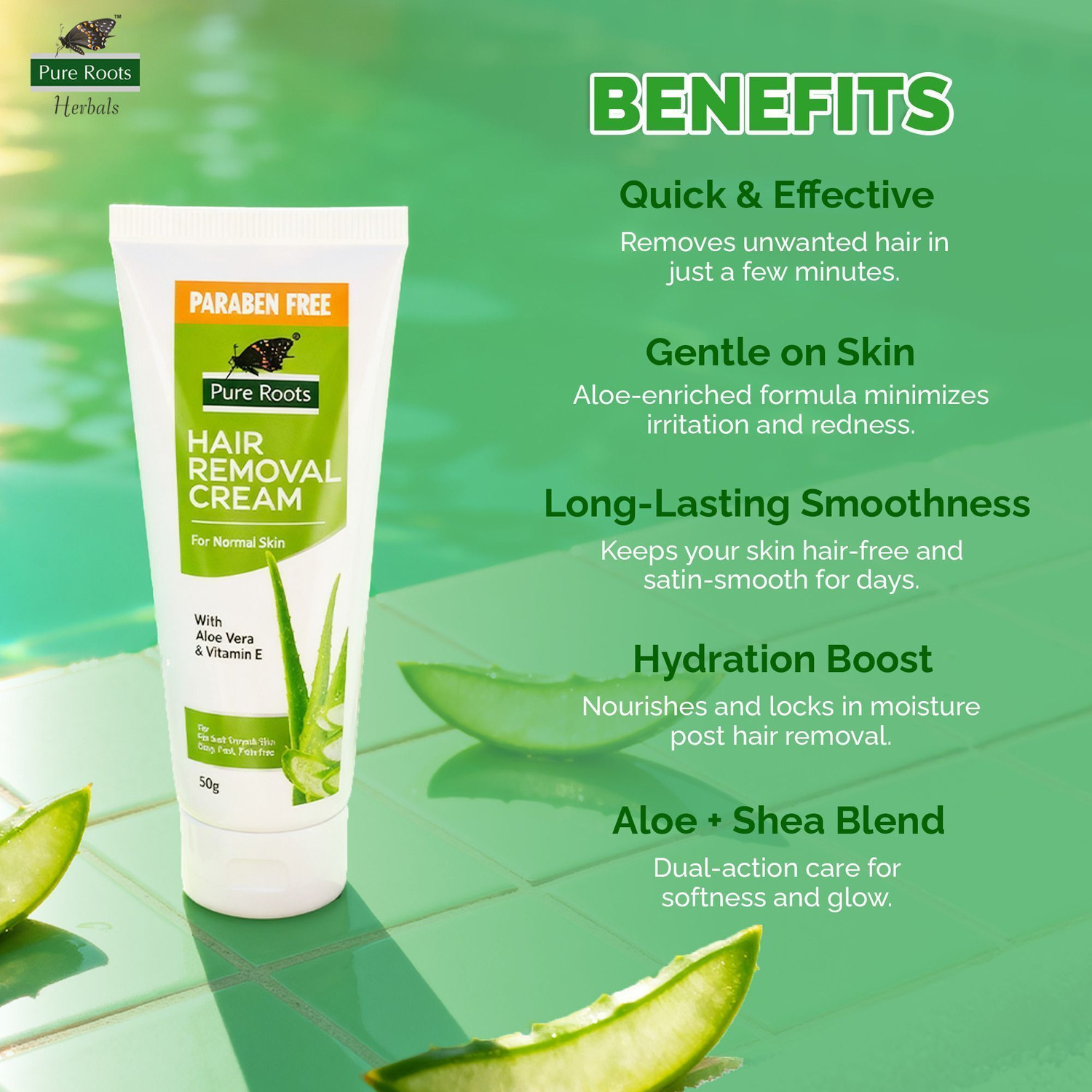 Image of Pure Roots Aloe Vera Hair Removal Cream