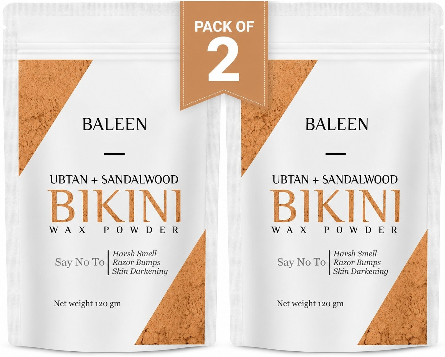 Image of BALEEN Ubtan & Sandalwood Flavour Bikini Wax Powder Women Painless Hair Removal Wax Powder