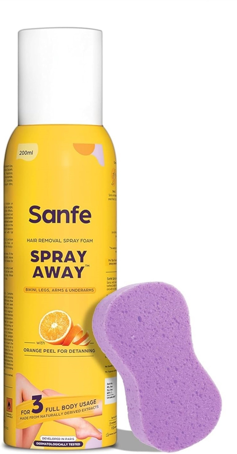 Image of Sanfe Painless & Detan Hair Removal Cream For Legs Chest Underarm & Arms Odour Free Spray