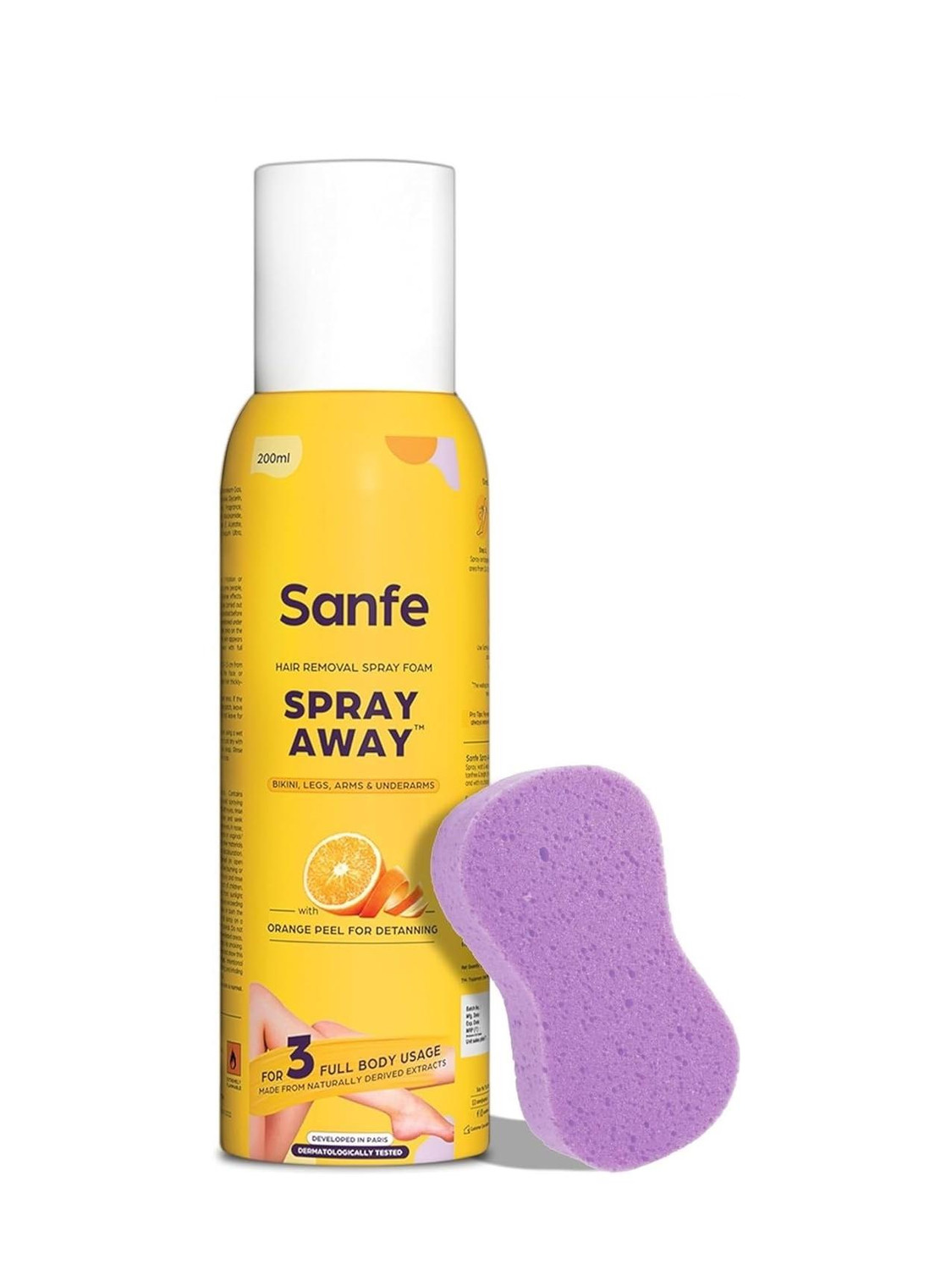 Sanfe Painless & Detan Hair Removal Cream For Legs Chest Underarm & Arms Odour Free Spray