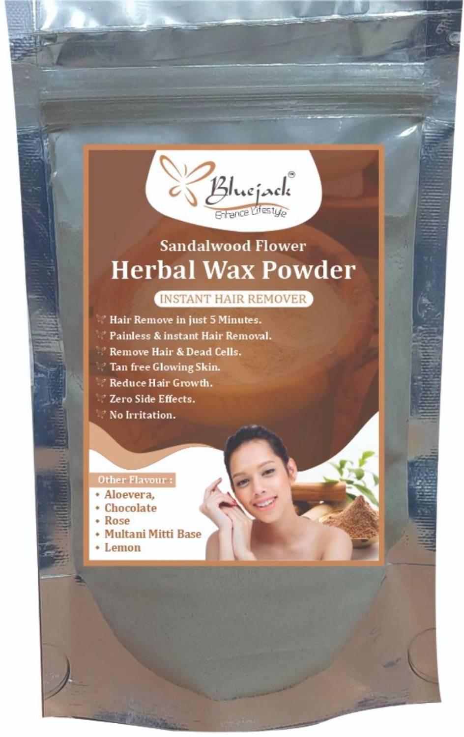 Bluejack Herbal Wax Powder Instant Hair Remover Waxing | Sandalwood Flower Wax