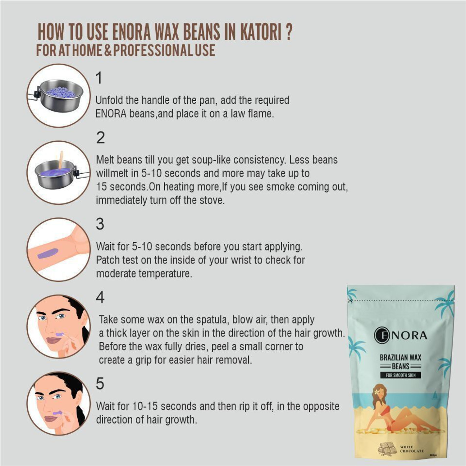 Image of Enora Hair Removal Brazilian Wax | For Face, Eyebrow Back, Bikini Area,( Pack of 1 ) Wax