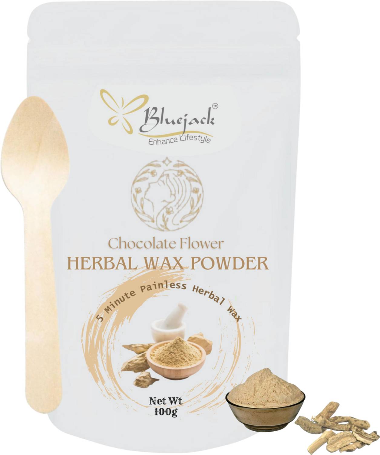 Bluejack Chocolate Hair Removal Powder 5 Minute Full Body Wax Powder