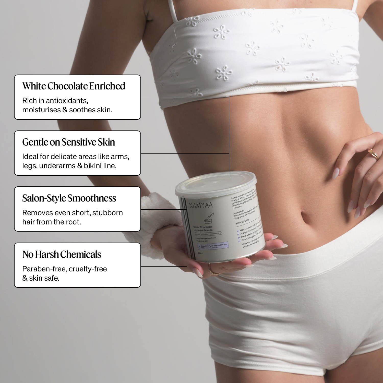 Image of Namyaa White Chocolate Liposoluble Wax I Painless Hair Removal Wax Pack of 1 Wax
