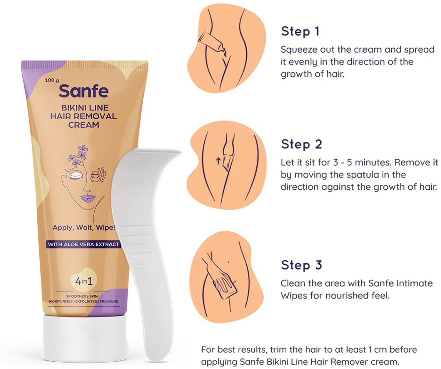 Image of Sanfe Bikini Line Hair Removal Cream -Lavender Cream