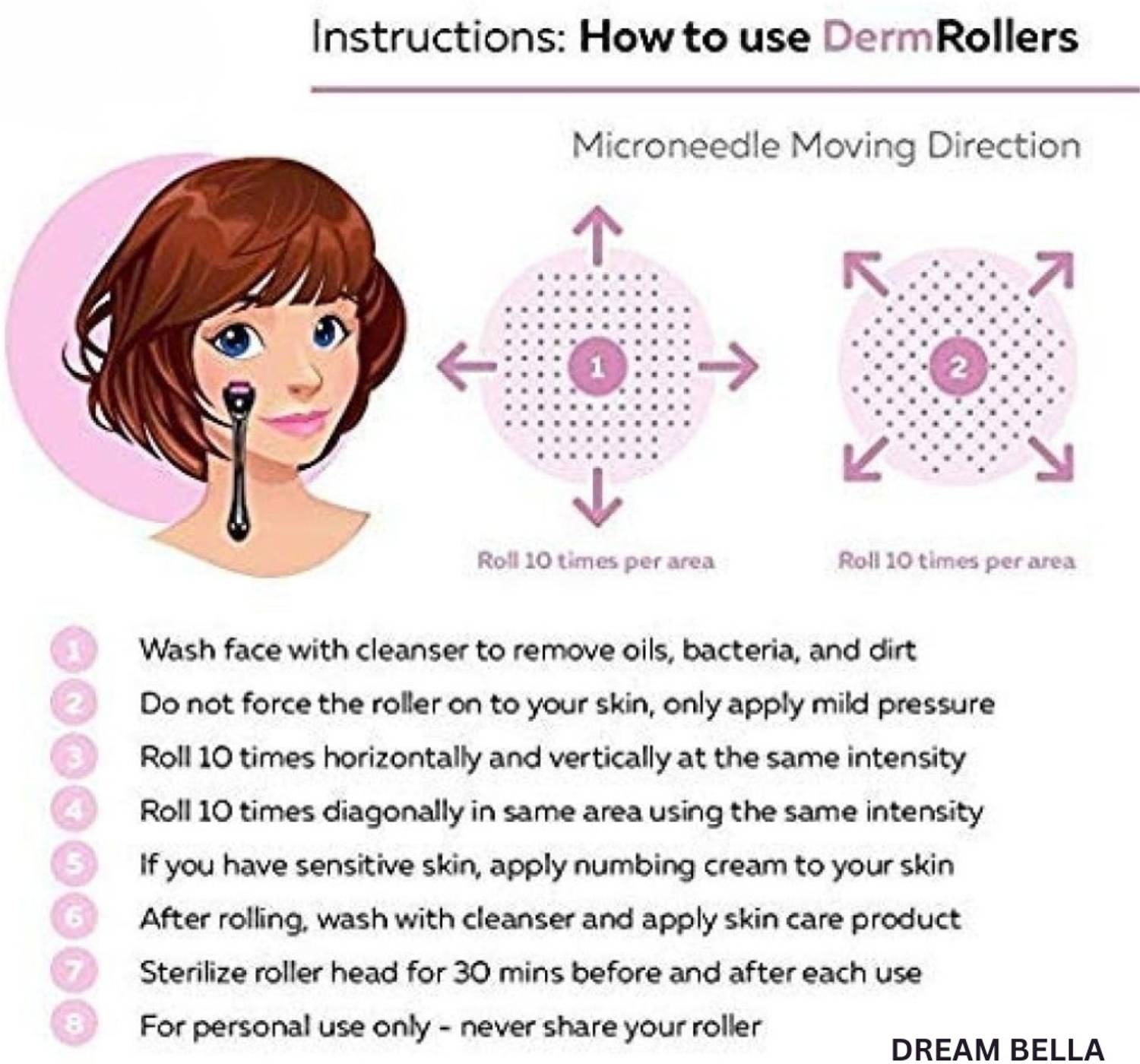 DREAM BELLA Derma Roller 0.5mm - Image 4