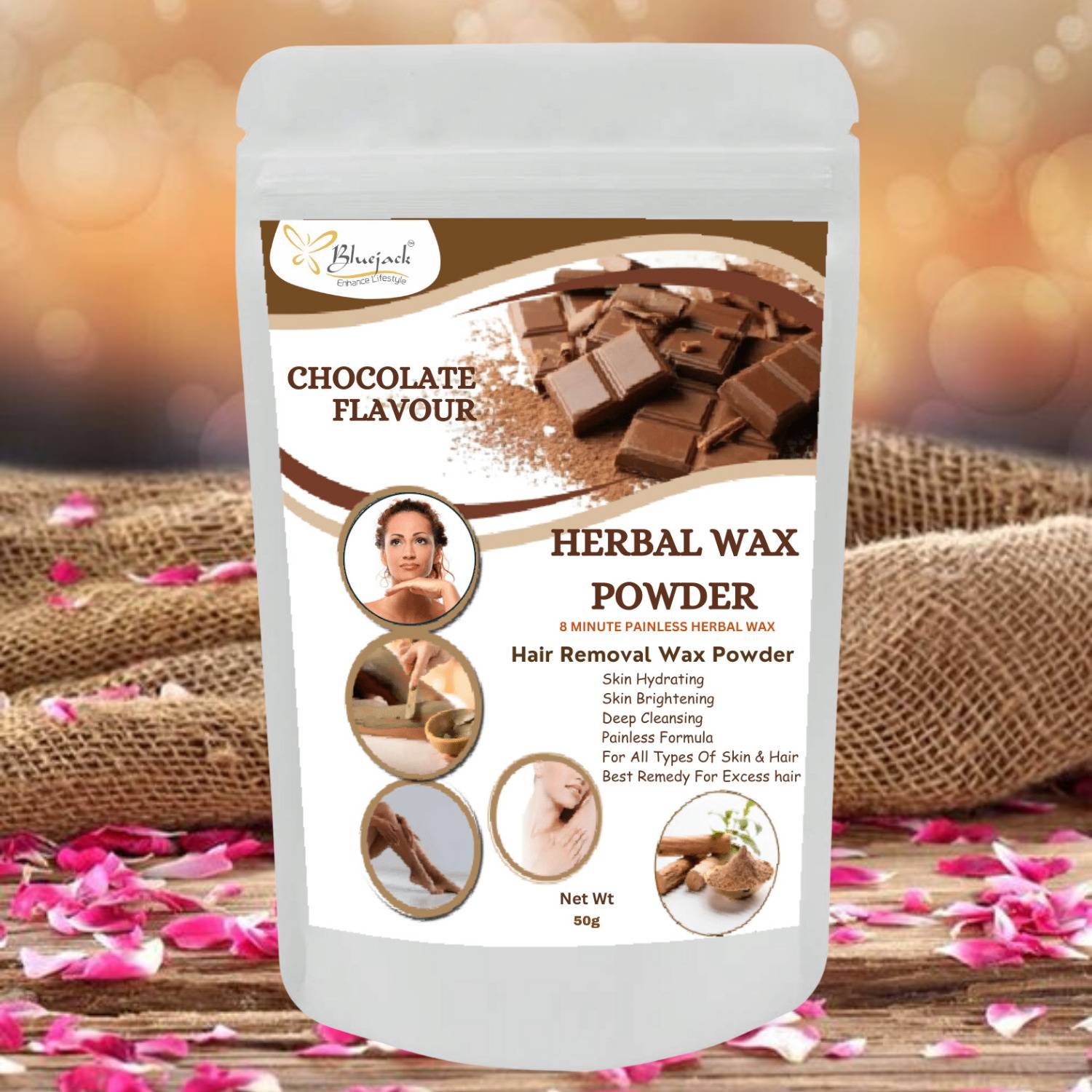 Bluejack Chocolate Flavor Hair Removal Wax Powder Wax
