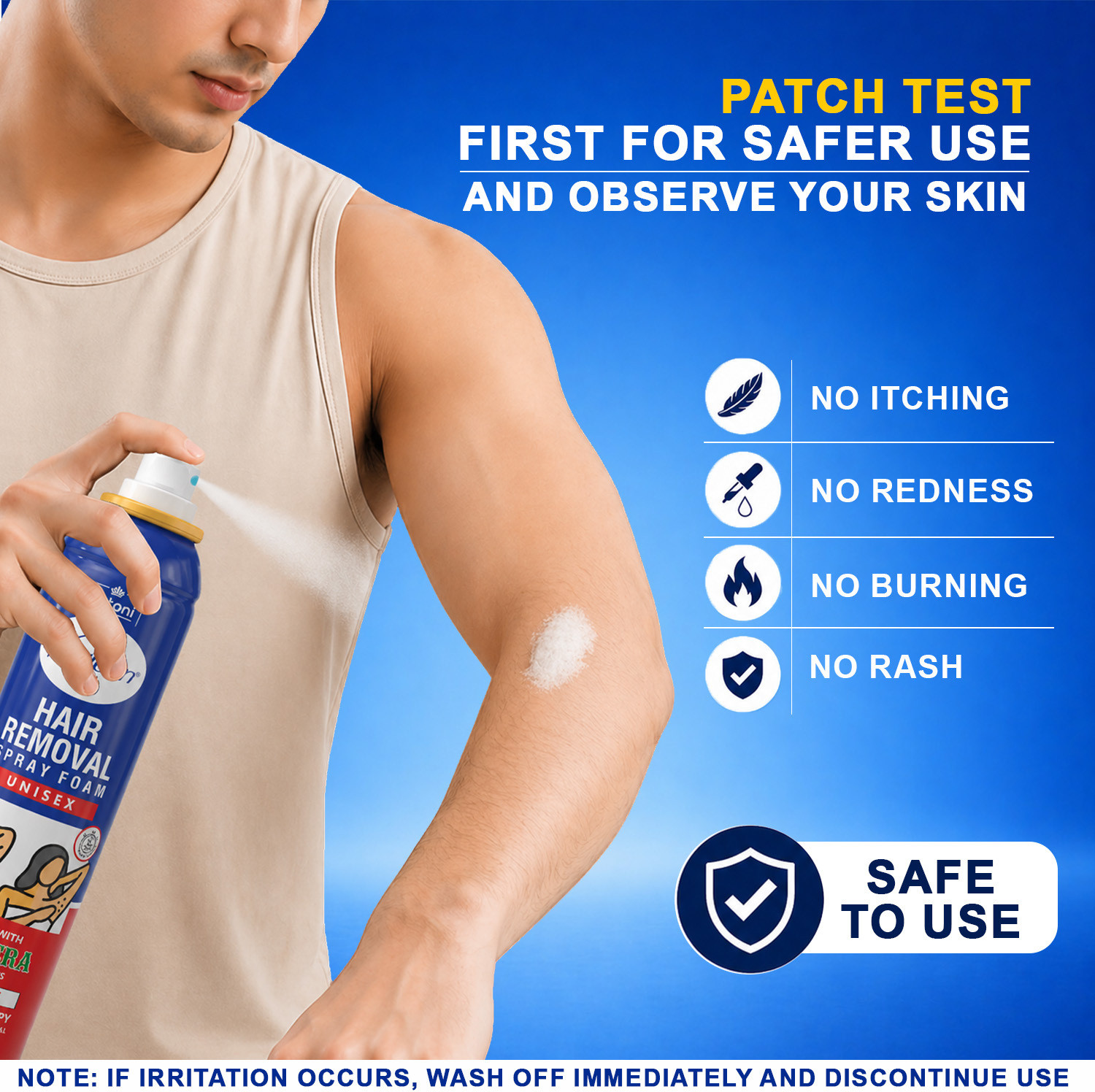 Image of VETONI Painless Hair Removal Spray Foam for Men and Women, Blue /Red Spray