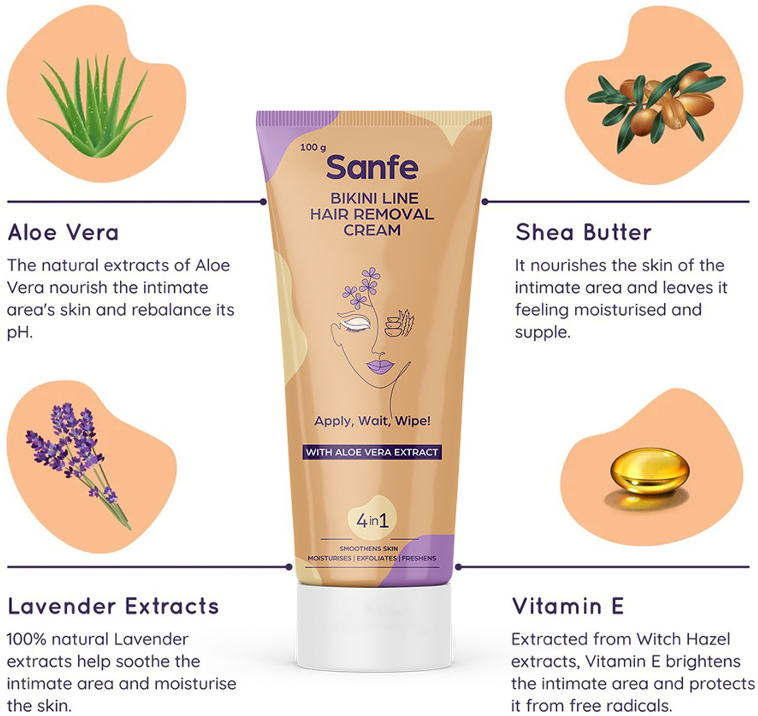 Image of Sanfe Bikini Line Hair Removal Cream -Lavender Cream