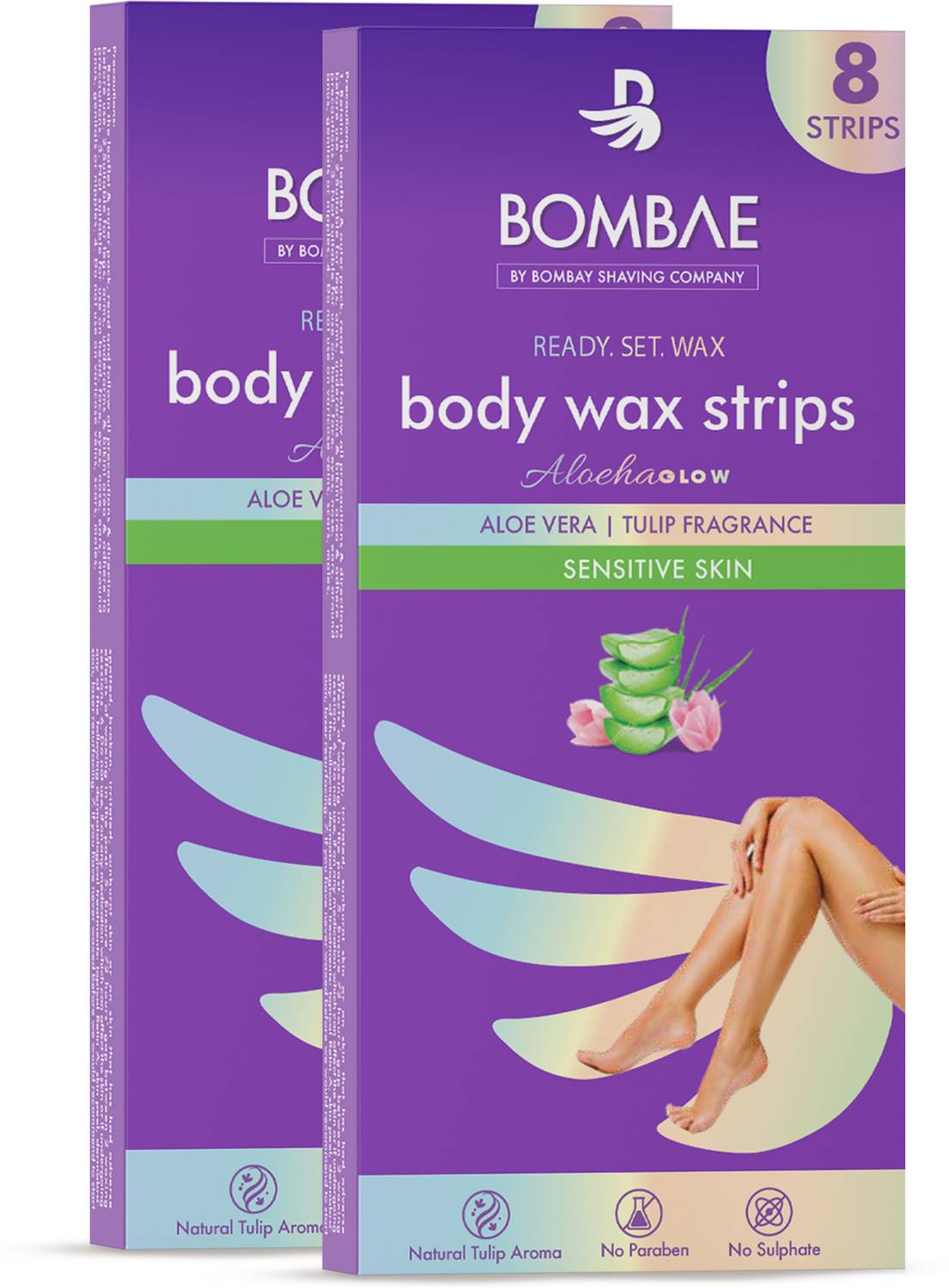 Bombae Sensitive Skin Full Body Wax Strips with Aloe Vera and Tulip Fragrance Strips