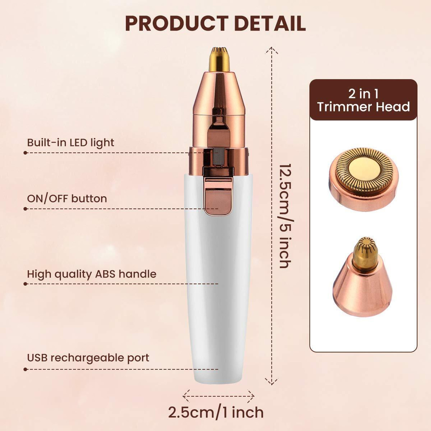 Image of PKK TRADERS 2 in 1 Hair Removal Eyebrow Epilator Rechargeable Portable Facial Hair Remover