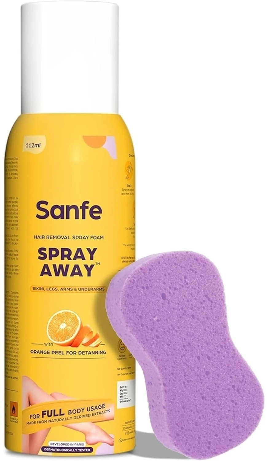 Image of Sanfe Painless & Detan Hair Removal Cream For Chest, Legs, Arms & Underarm Spray (112 ml)