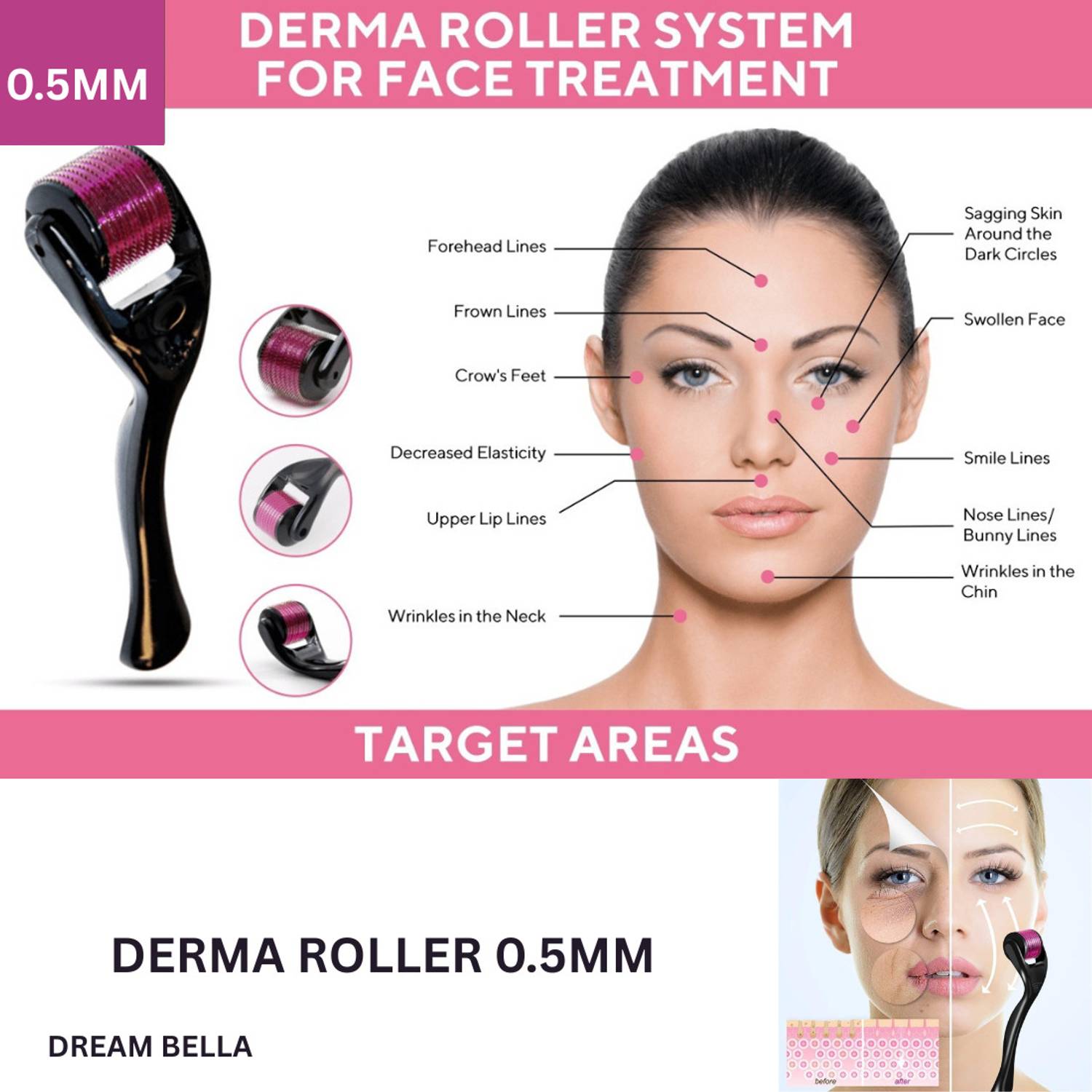 DREAM BELLA Derma Roller 0.5mm - Image 2