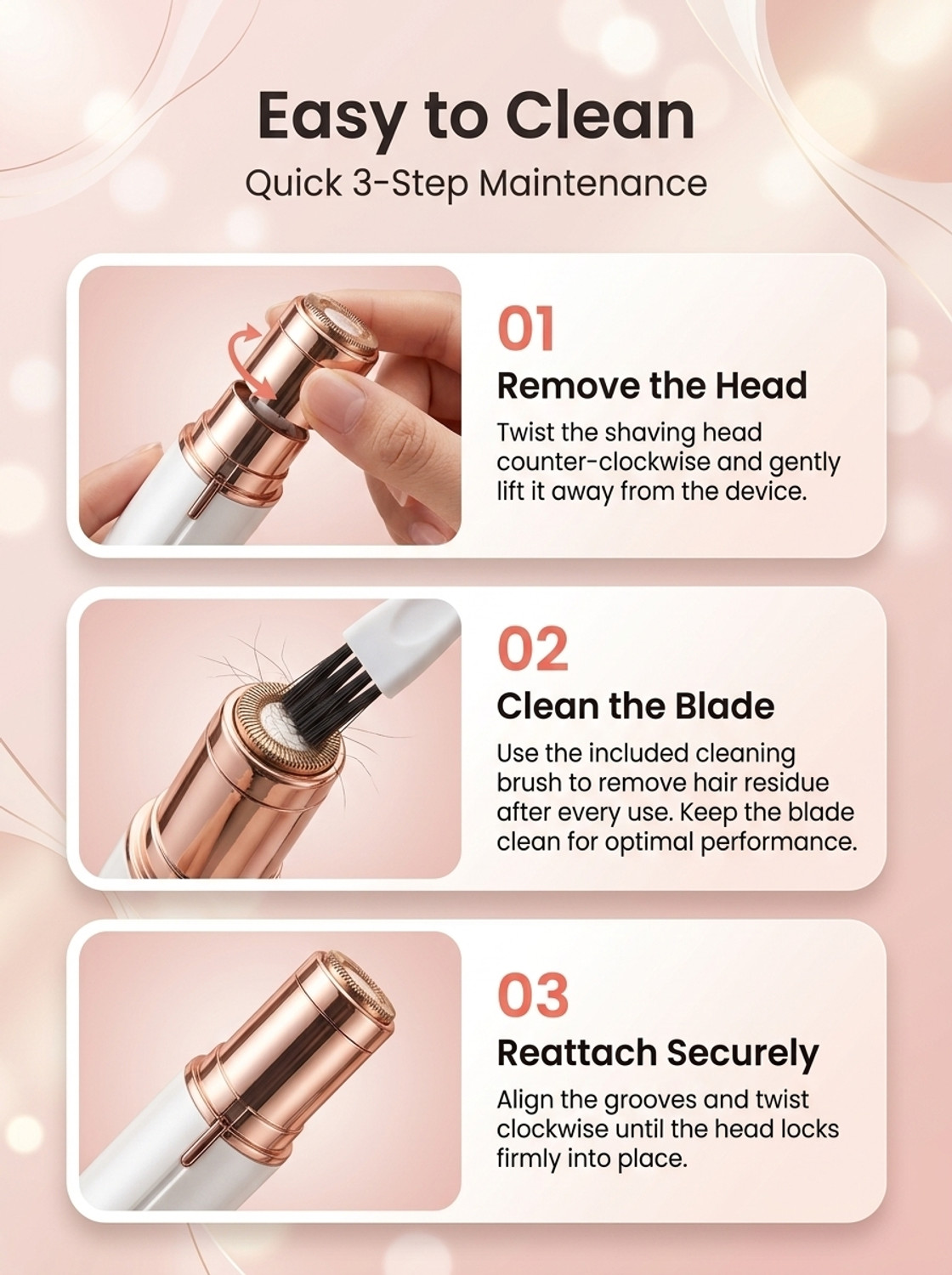 Image of UBRONIK Electronic Lipstick Shape Flawless Shaver Facial Hair Remover Device Strips