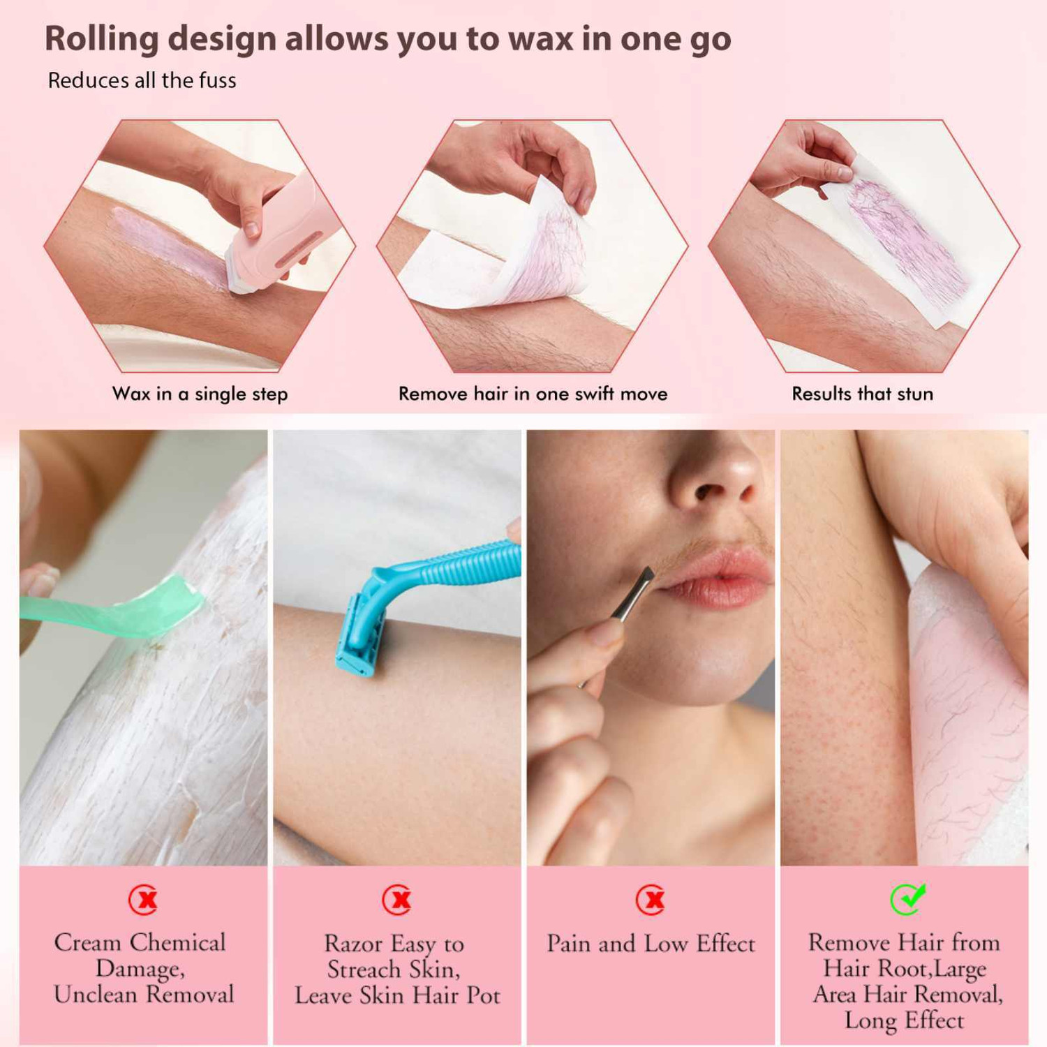 Image of CUVLY Roll-On Wax Heater Kit for Women | Automatic Wax Warmer with Wax Cartridge Wax Wax