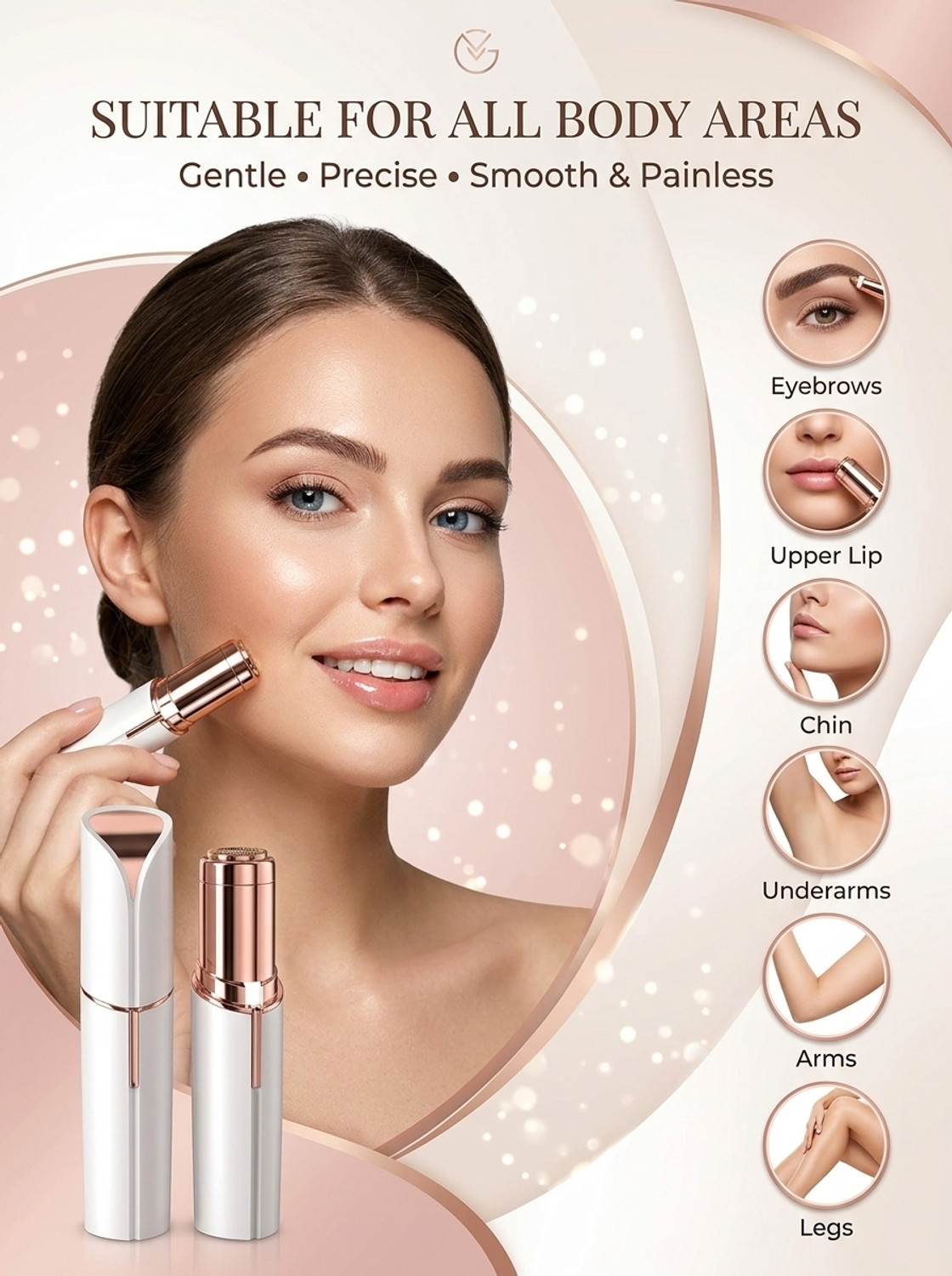 Image of UBRONIK Electronic Lipstick Shape Flawless Shaver Facial Hair Remover Device Strips