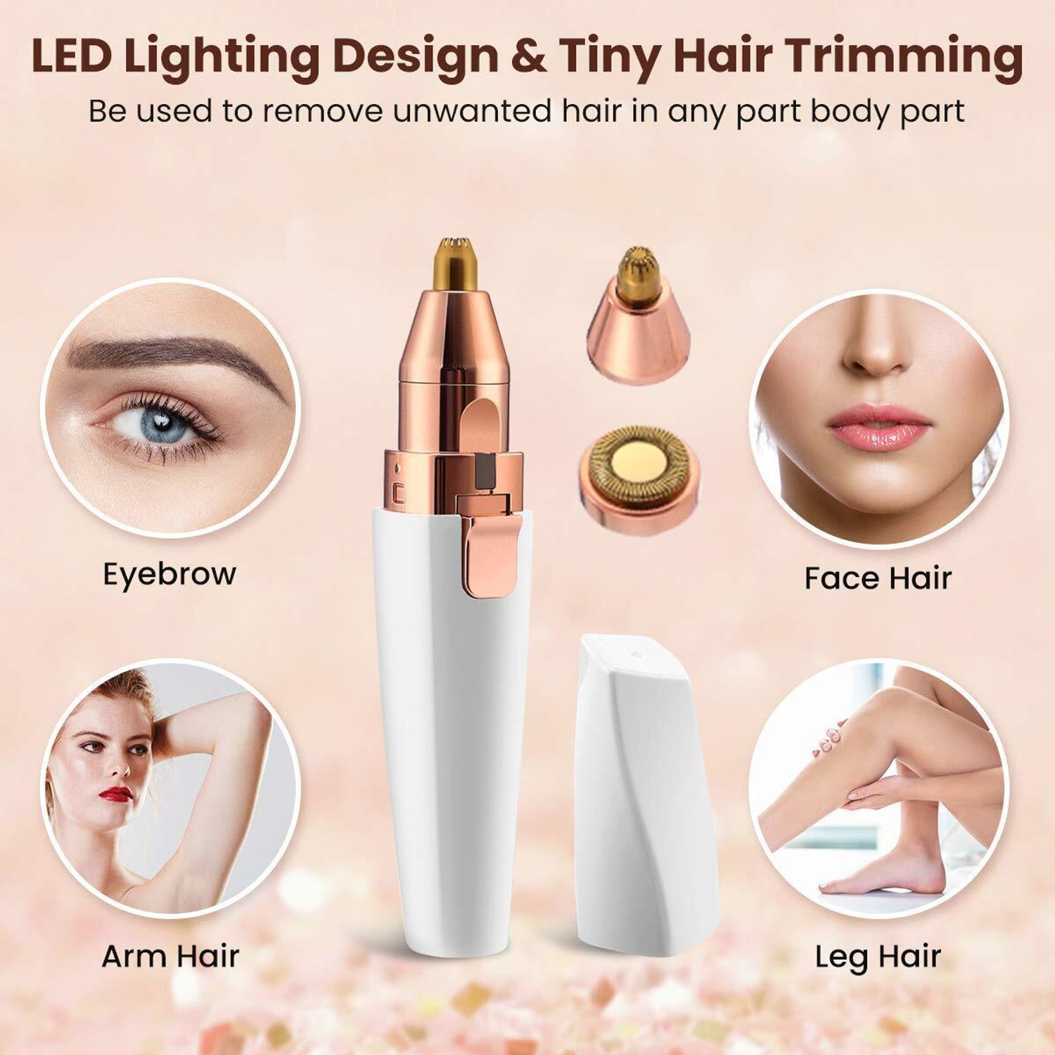 Image of PKK TRADERS 2 in 1 Hair Removal Eyebrow Epilator Rechargeable Portable Facial Hair Remover