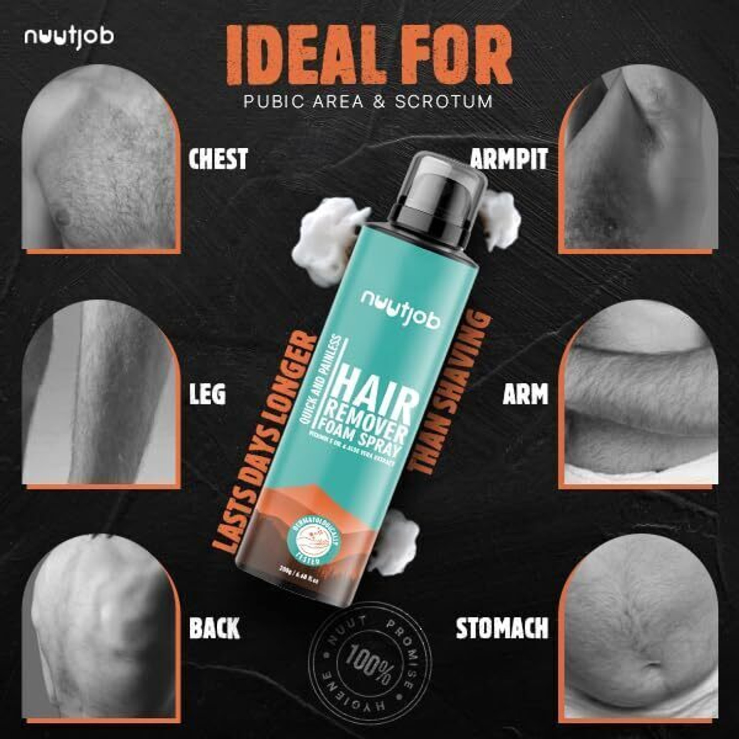 Image of Nuutjob Hair Remover Foam Spray | Quick, Easy & Painless | Vitamin E Oil and Aloe Vera Spray