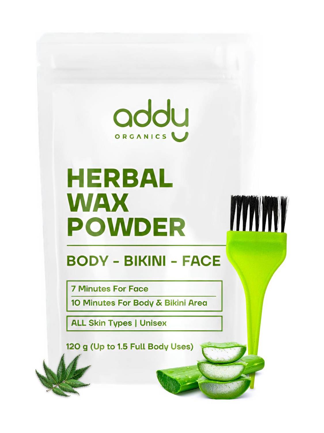 Addy Organics Herbal Wax Powder | Hair Removal Powder for Face, Body & Bikini Area | Unisex Powder