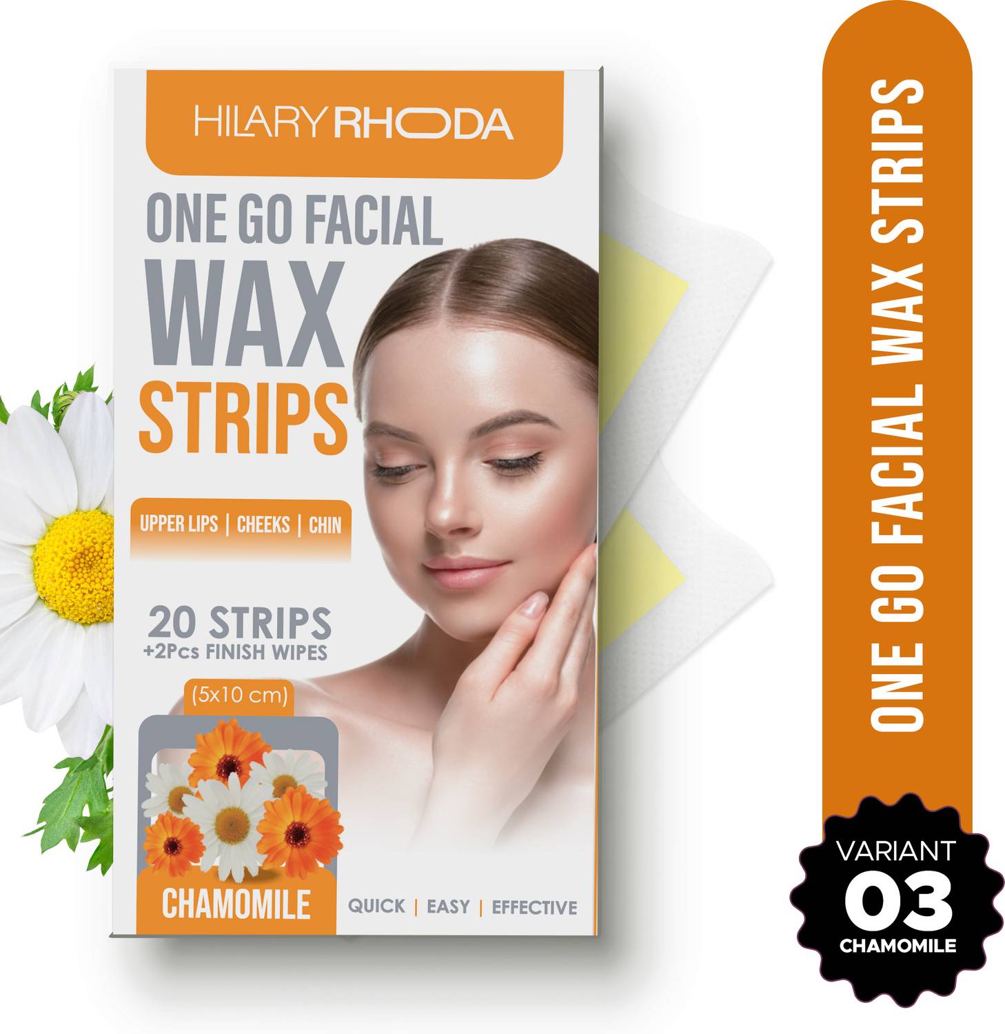Hilary Rhoda One Go Facial Wax Strips Face,Upper Lip & Chin Fac
