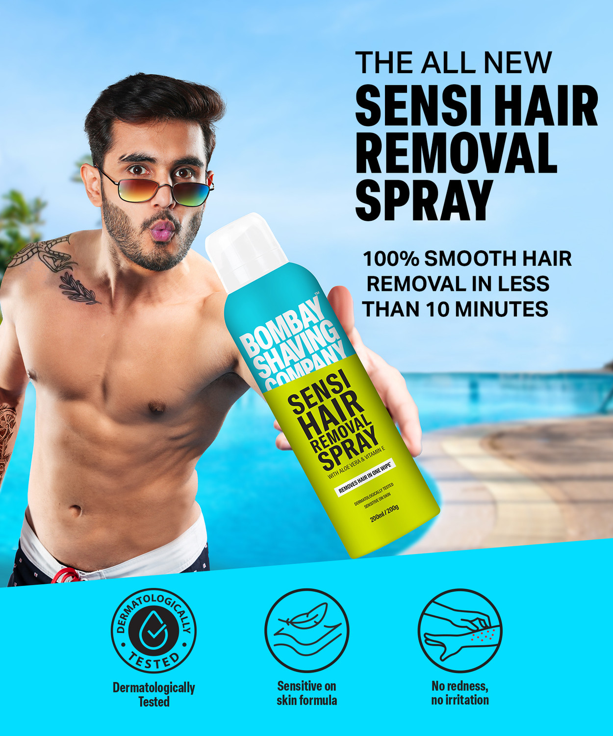 Image of BOMBAY SHAVING COMPANY Hair Removal Spray for Men Chest, Underarms, & Legs | Pack Of 2 Spray