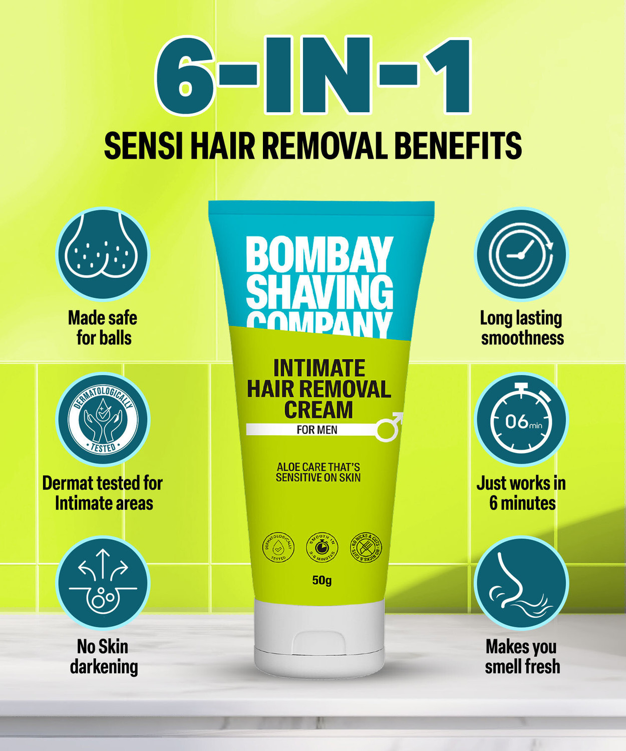 Image of BOMBAY SHAVING COMPANY Intimate Hair Removal Cream | Painless Pubic Hair Remover For Sensitive Area Cream