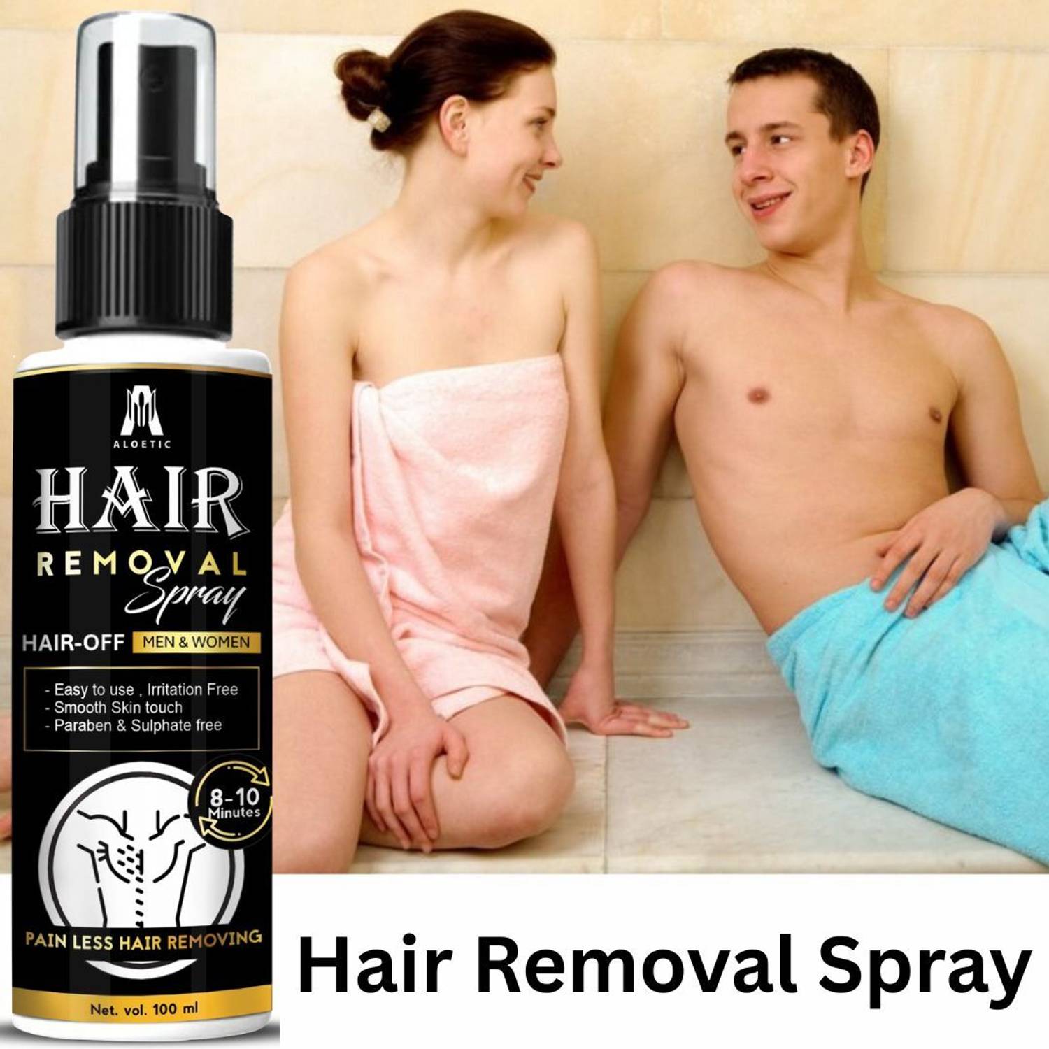 ALOETIC hair Removal Spray for Men & women Chest, Back, Legs & Under Arms Spray Spray