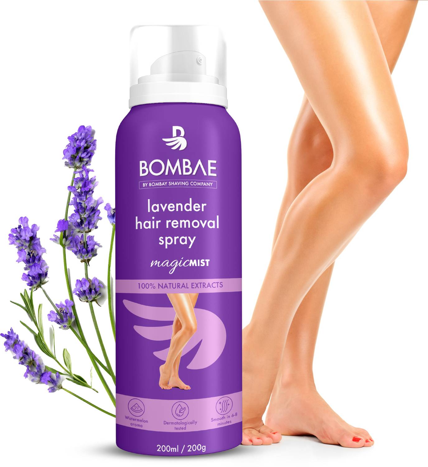 Bombae Hair Removal Cream Spray | Hair Removal for Women’s Hands, Legs & Under Arms | Spray