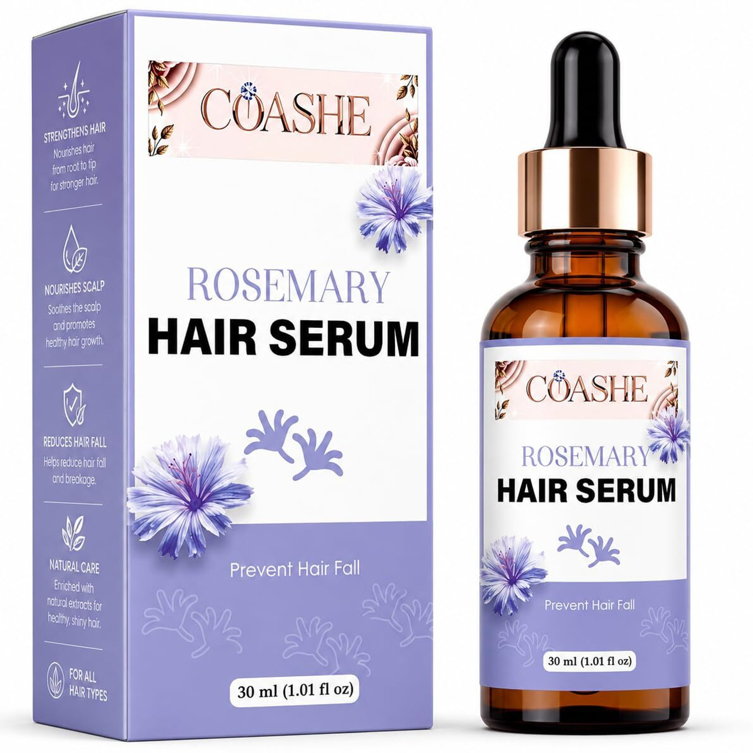 Image of coashe Rosemary Hair Serum for Men & Women | Lightweight Hair & Scalp Serum | 30 ml