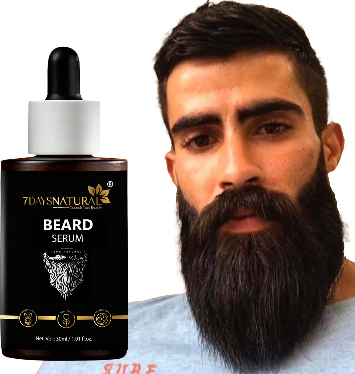 7days natural Beard Growth serum for Beard Smooth Shine & Stylesh Softness Beard