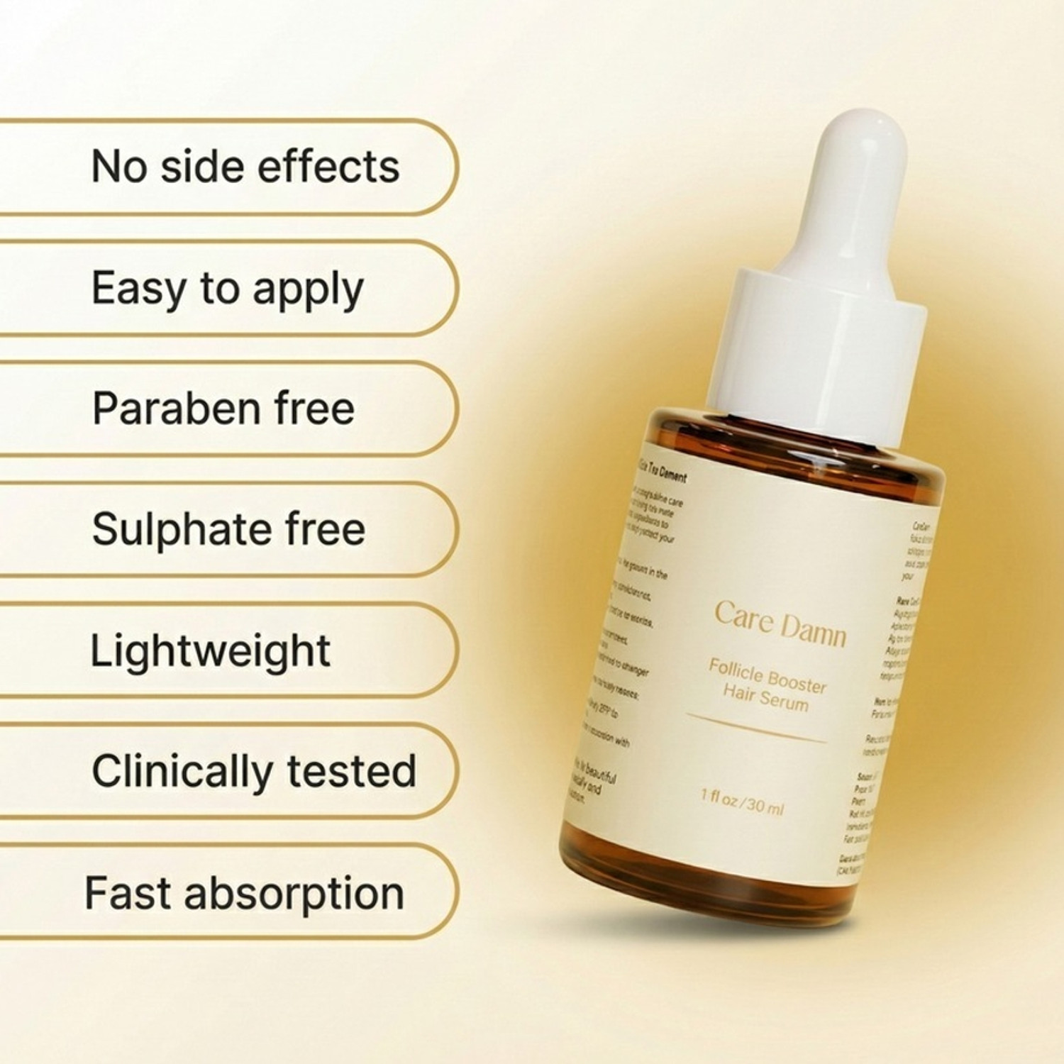 Image of CARE DAMN Follicle Booster Hair Serum with Rice Water, Biotin Rosemary Daily Hair Growth