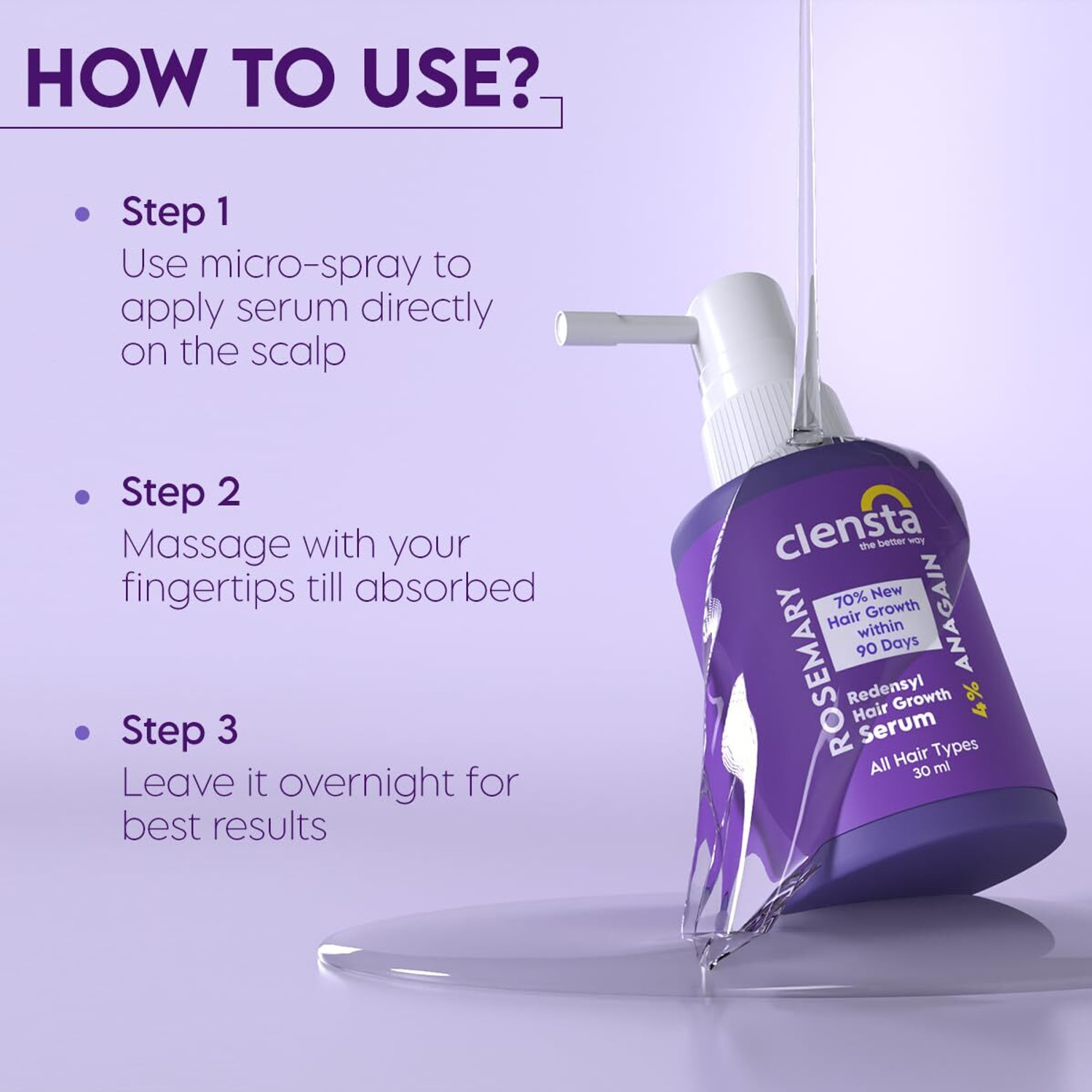 Image of Clensta Rosemary Redensyl Hair Growth Serum for Hair Regeneration