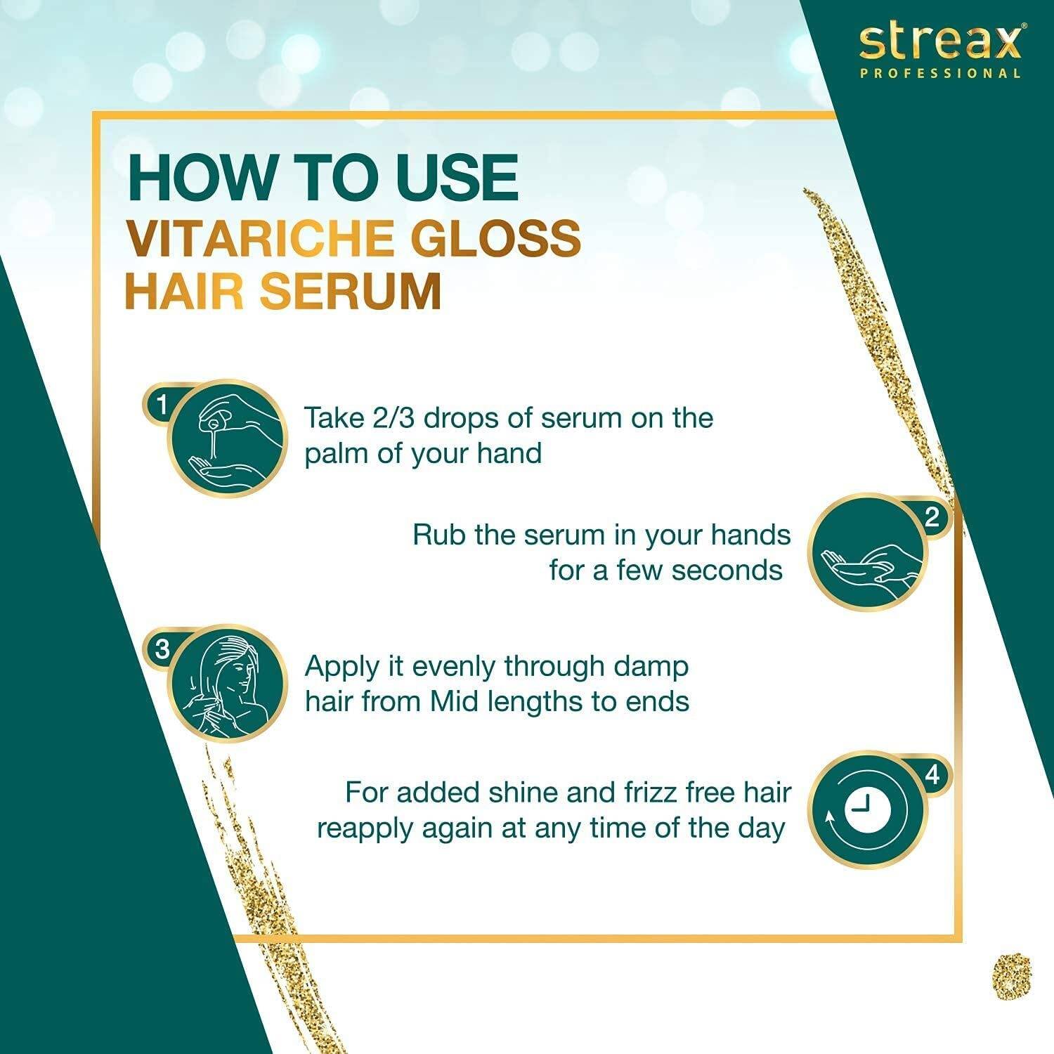 Streax Professional VitaRiche Gloss Hair Serum 100 ml - Image 2