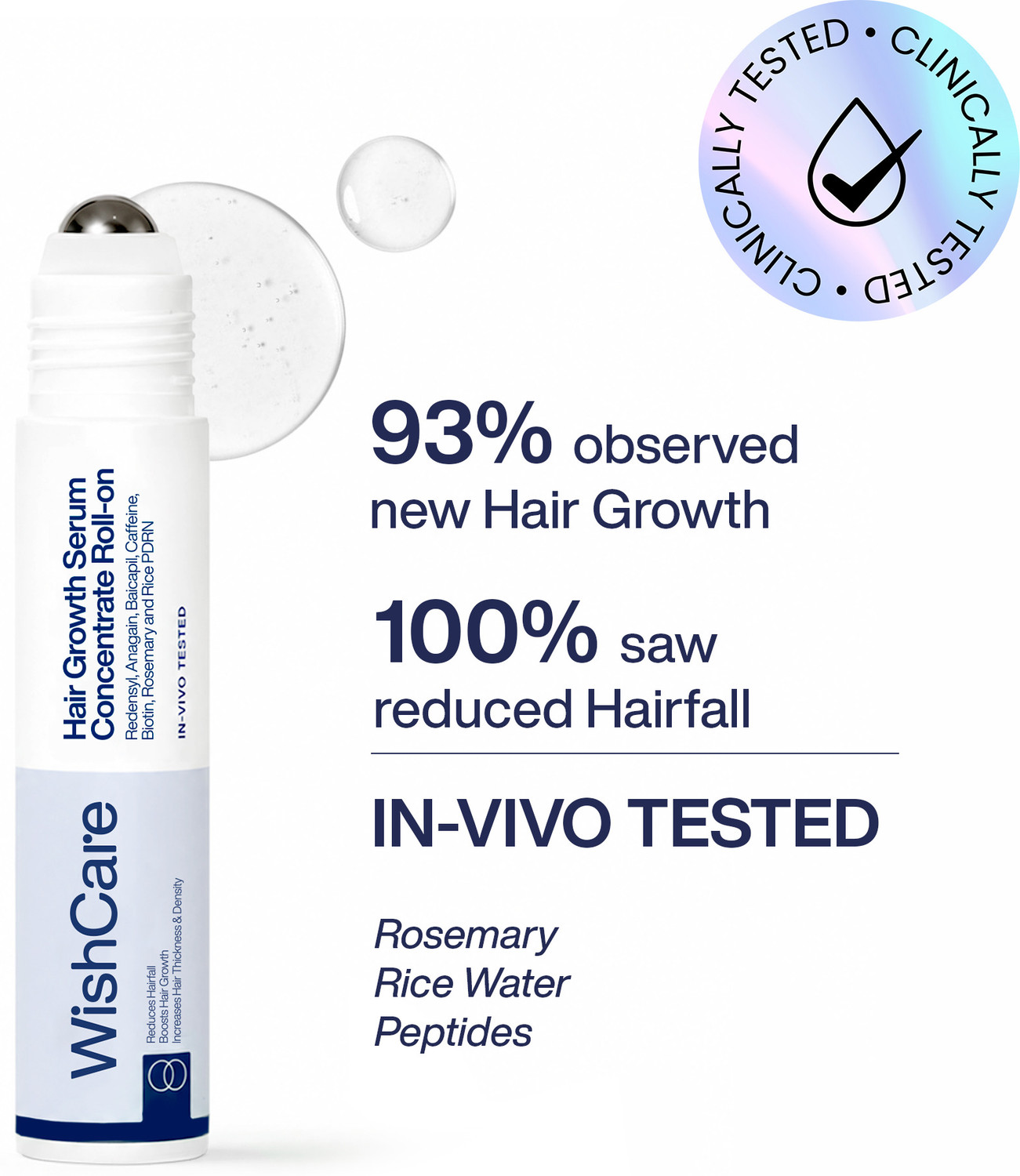 Image of WishCare Hair Growth Serum Roll On With Redensyl | In-Vivo Tested | For Hairfall Control