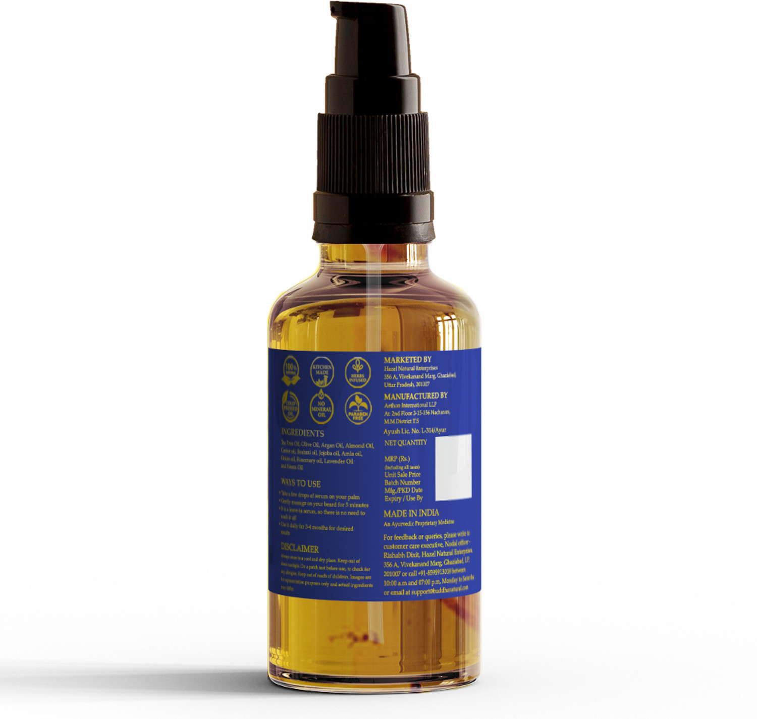 Image of buddha natural Grey Beard Serum Helps In Natural Black Beard Hair Color - Original, Beard Serum