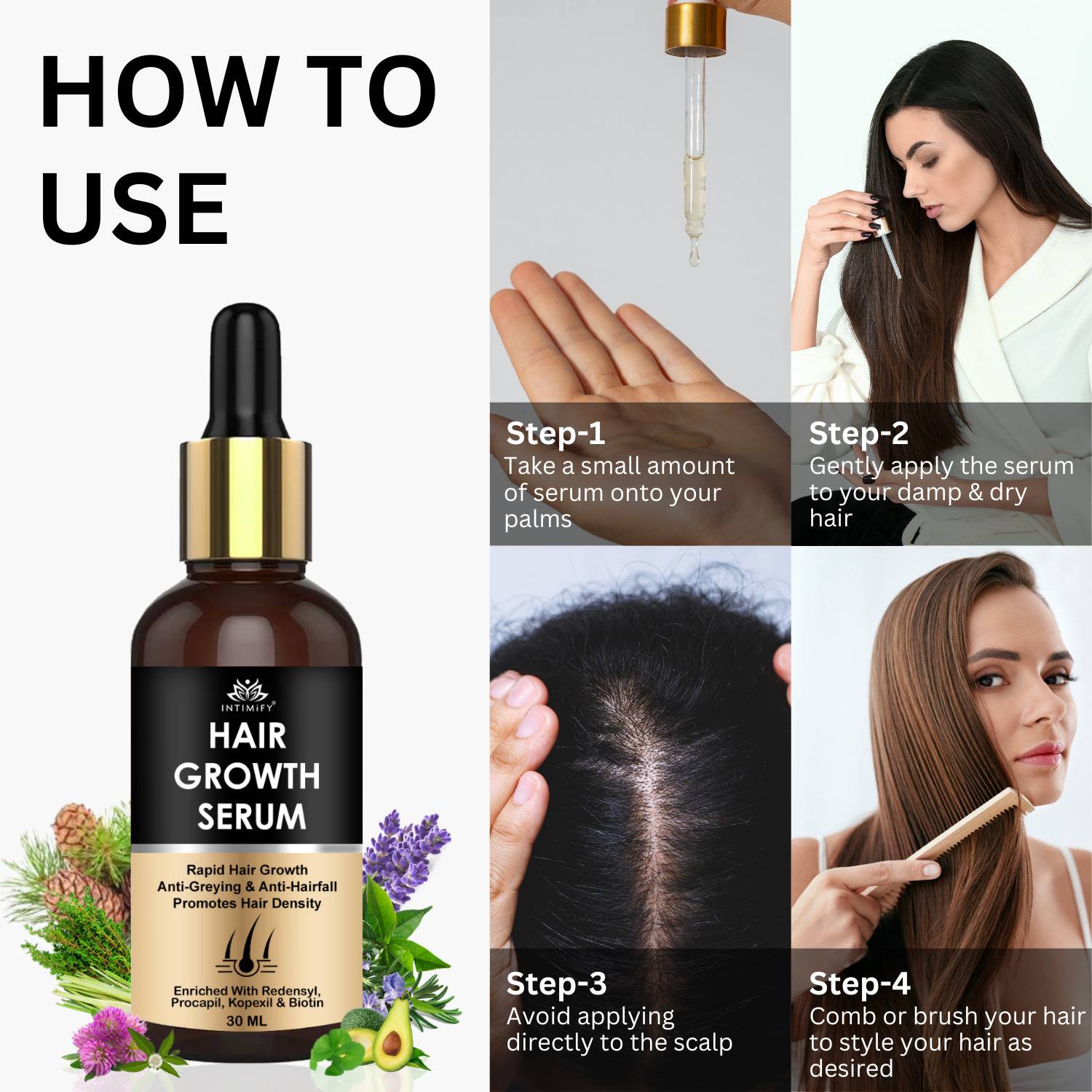 Glossify Hair Booster Serum 6本セット INTIMIFY Hair Growth Serum, Makes Hair Smooth, Soft & Shiny
