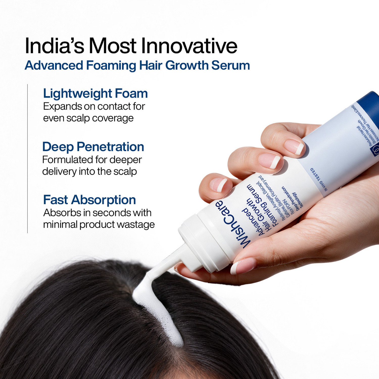 Image of WishCare Foaming Hair Growth Serum | Dermat Tested | Reduces Hairfall |Redensyl & Anagain