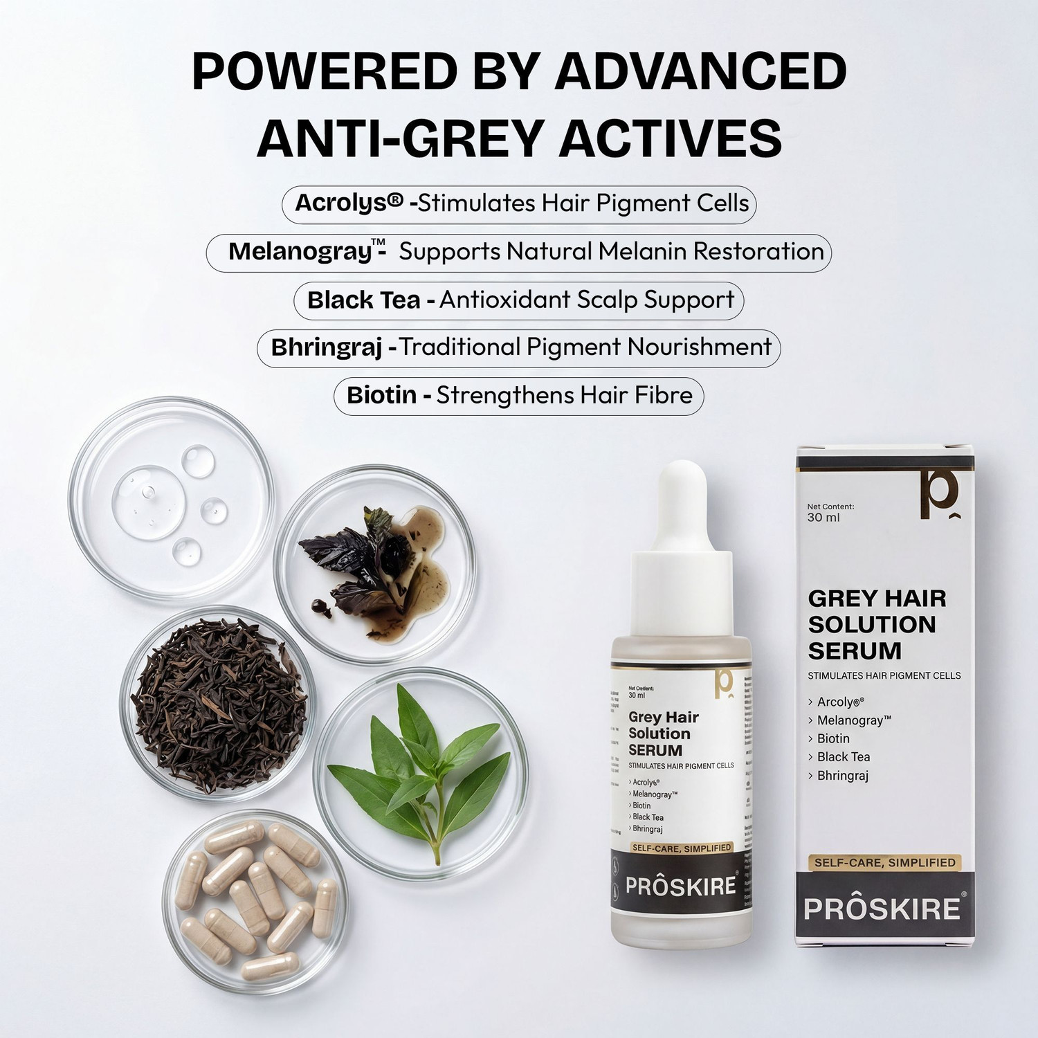 Image of Proskire Grey Hair Solution Serum for Men & Women I Reduce White Hair & Premature Greying