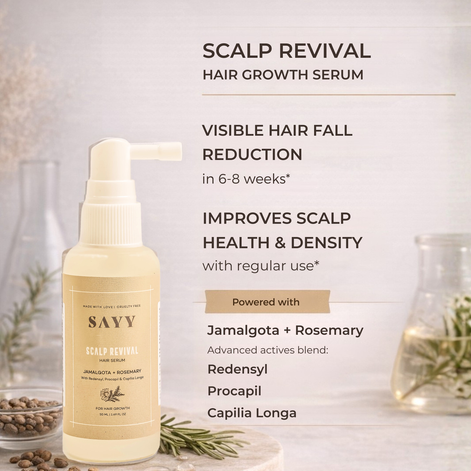 Image of SAYY Scalp Revival Hair Serum |Lightweight Non-Greasy | Daily Scalp Care