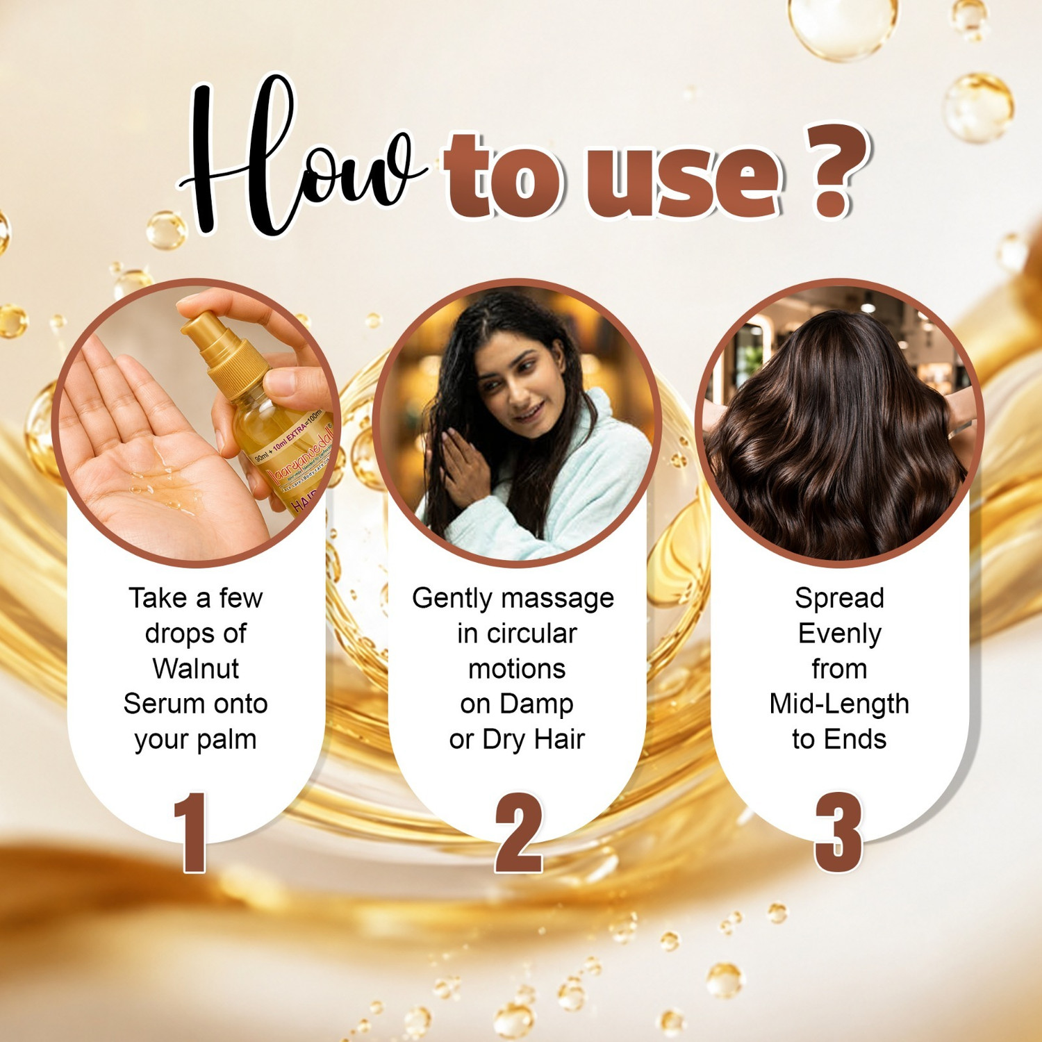 Image of Aaryanveda Vitalized with Walnut Oil Hair Serum for Women Strong Soft & Silky (100 ml)