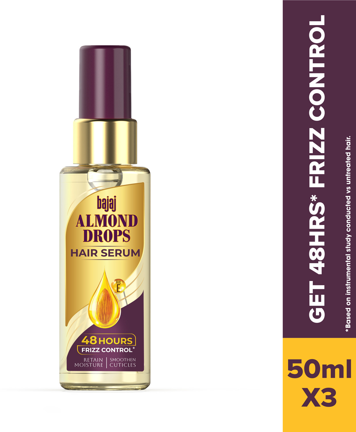 Image of Bajaj Almond Drops Hair Serum with Almond Oil & Vitamin E for 48 hrs Frizz Control (150 ml)