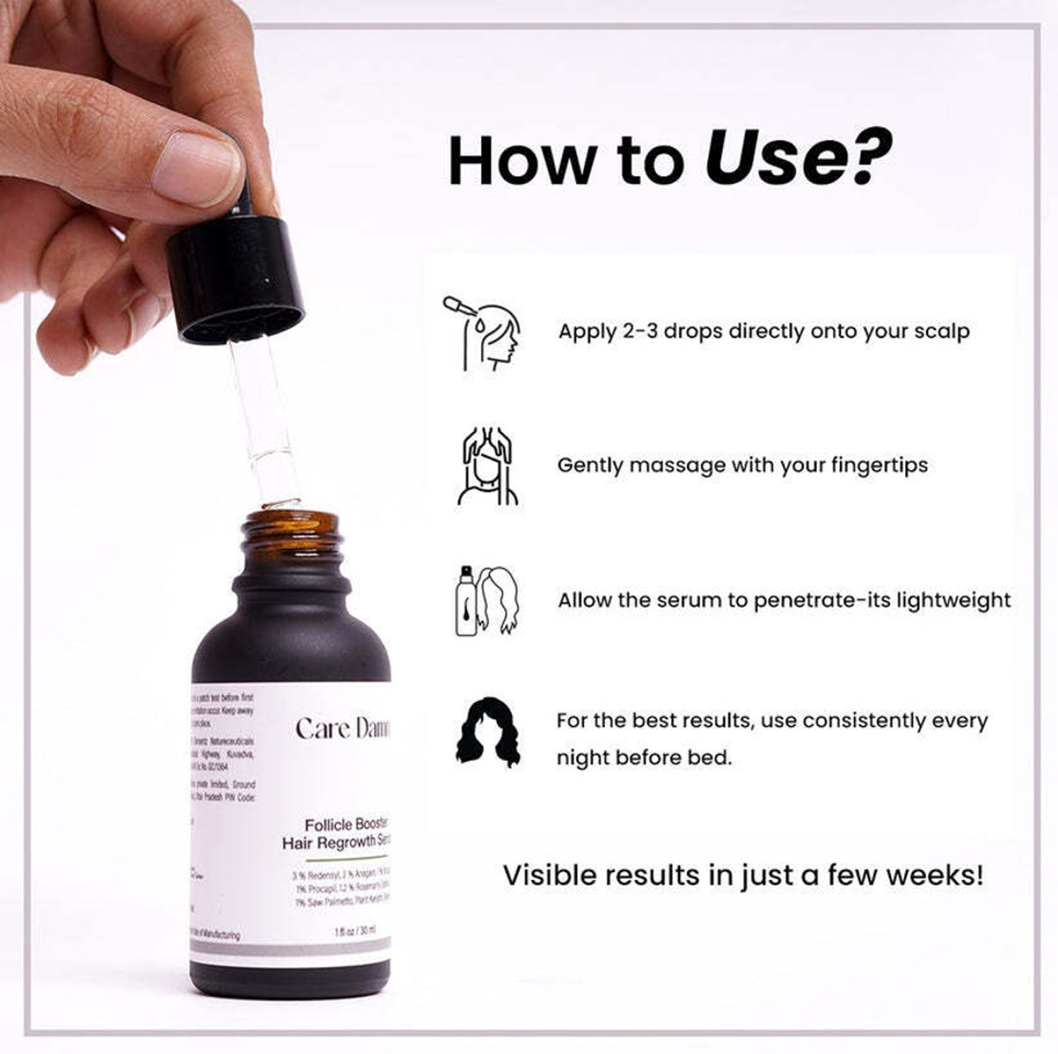 Image of CARE DAMN Follicle Booster Hair Serum with Rice Water, Biotin Rosemary Daily Hair Growth
