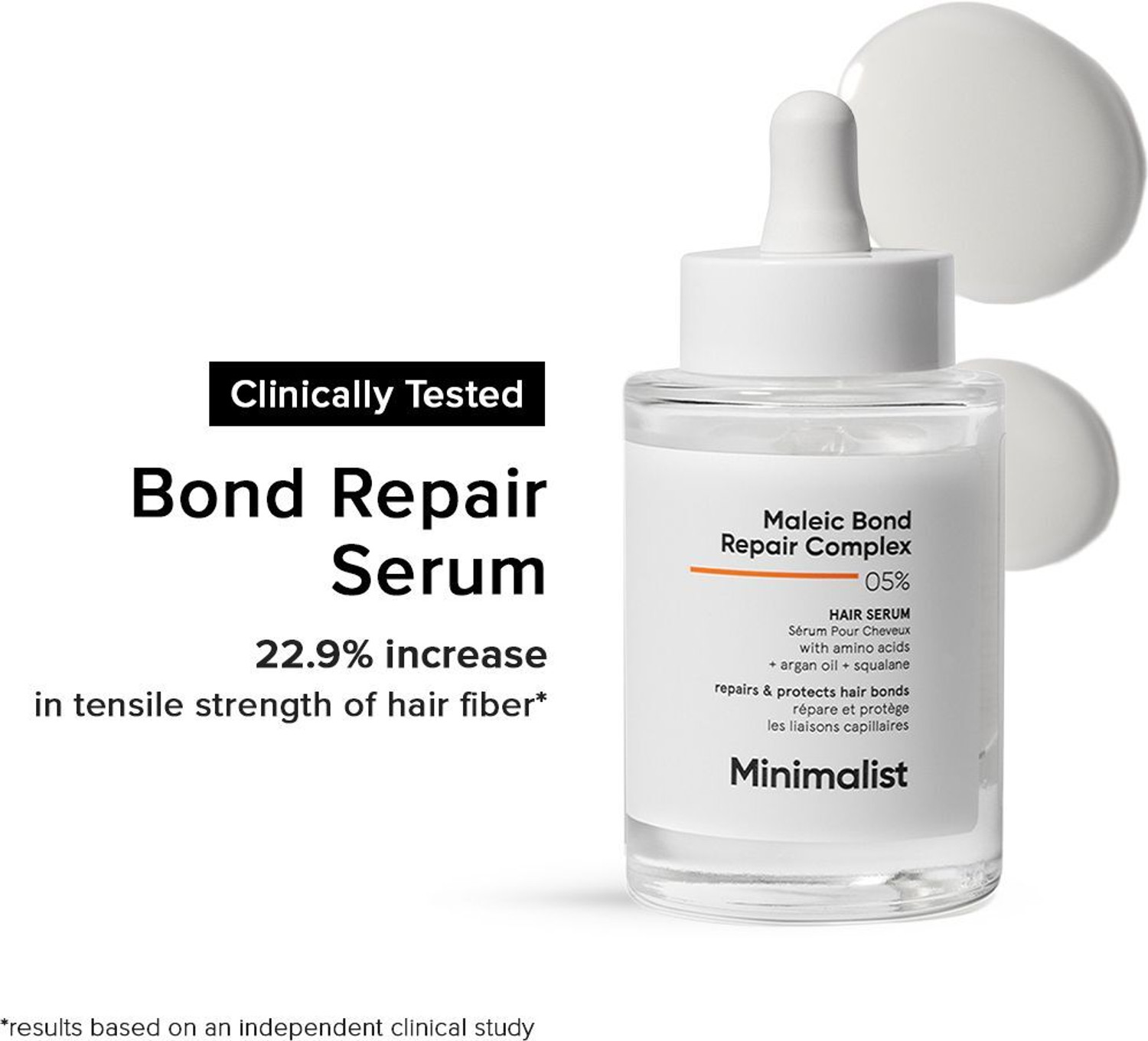 Image of Minimalist Hair Serum for Dry, Damaged & Frizzy Hair with 05% Maleic Bond Repair Complex