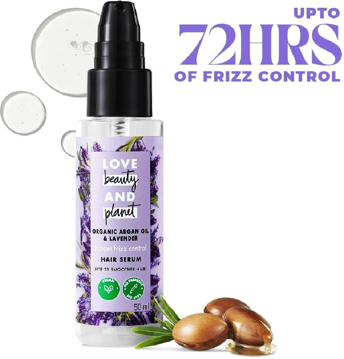 Image of Love Beauty And Planet Argan and Lavender Serum for Frizz free hair