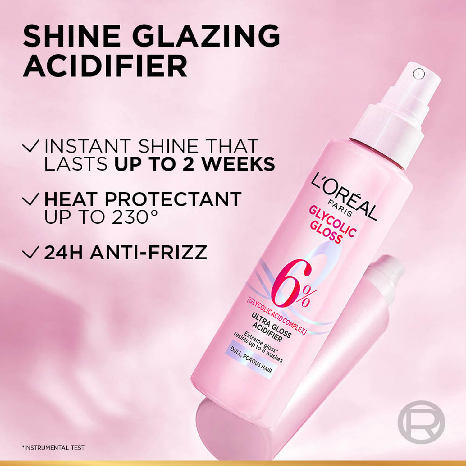 Image of L'Oreal Paris Glycolic Gloss Acidifier Spray, with Glycolic Acid, for Lasting Shine