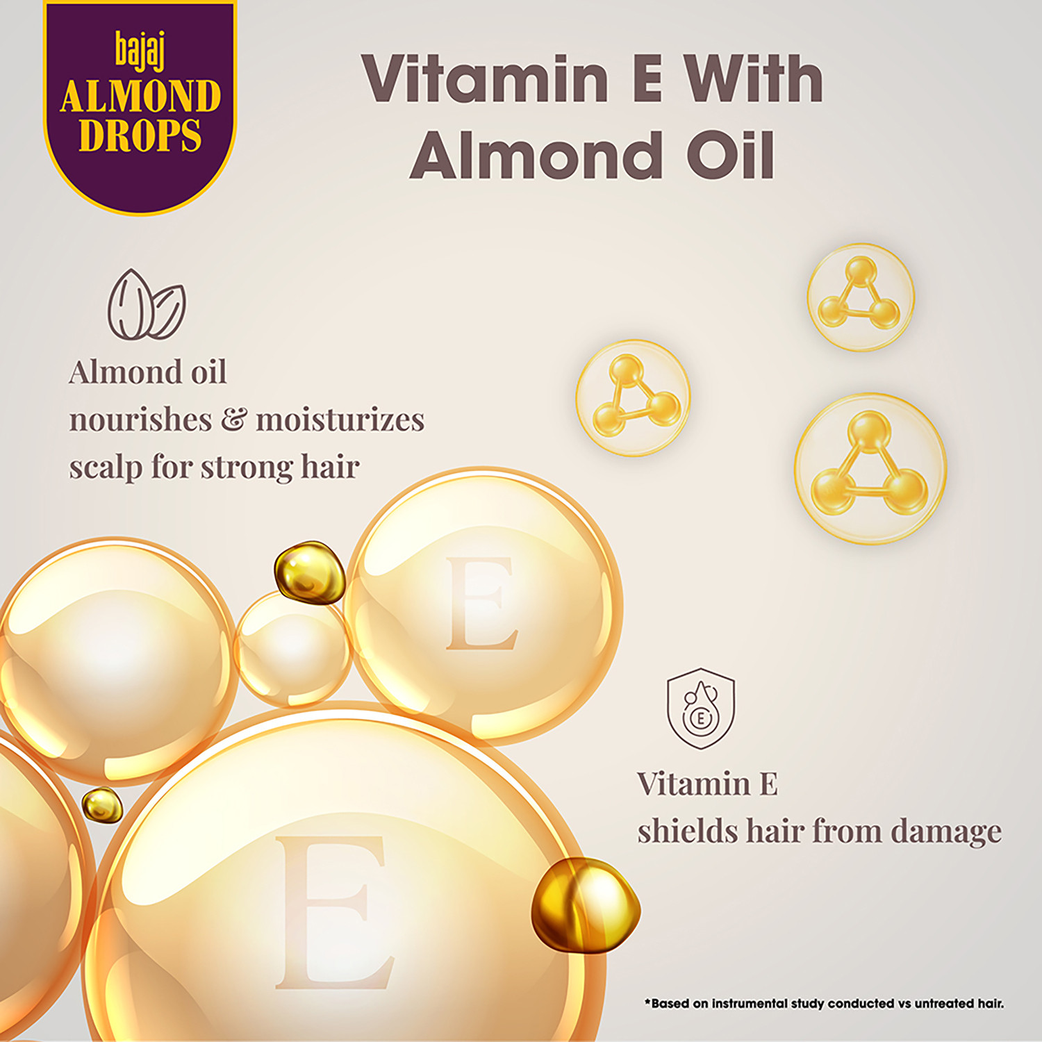 Image of Bajaj Almond Drops Hair Serum with Almond Oil & Vitamin E for 48 hrs Frizz Control (50 ml)