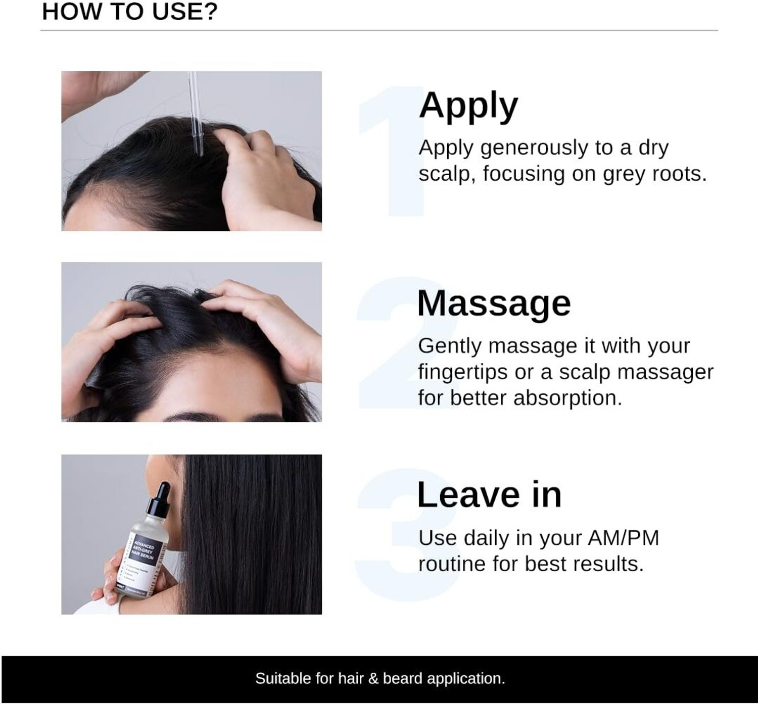 Image of AroMine Beard Oil Serum for Grey Hair - Natural Black Beard Solution