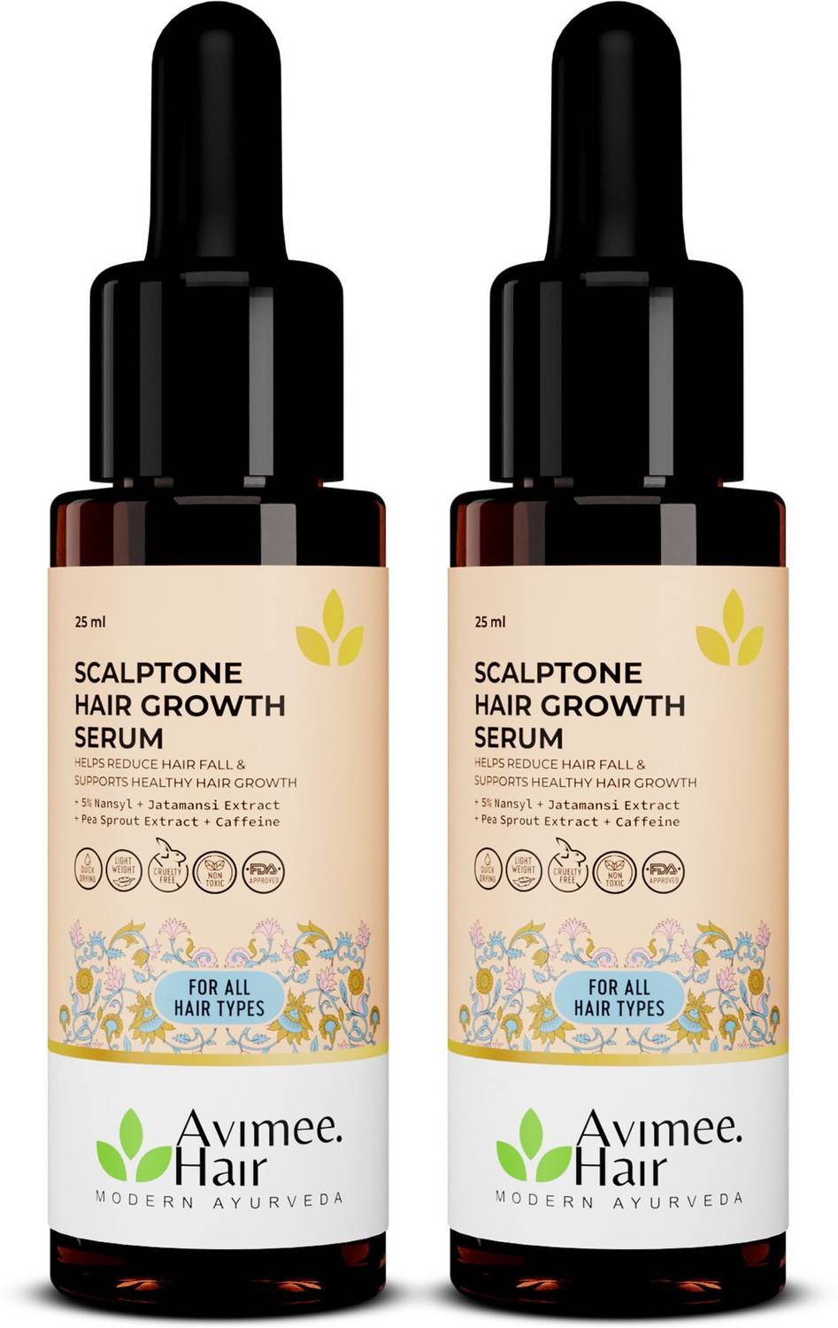 Avimee Herbal Scalptone Hair Growth Serum | Enriched with Nansyl | Reduces Hair Fall | 2*25ml