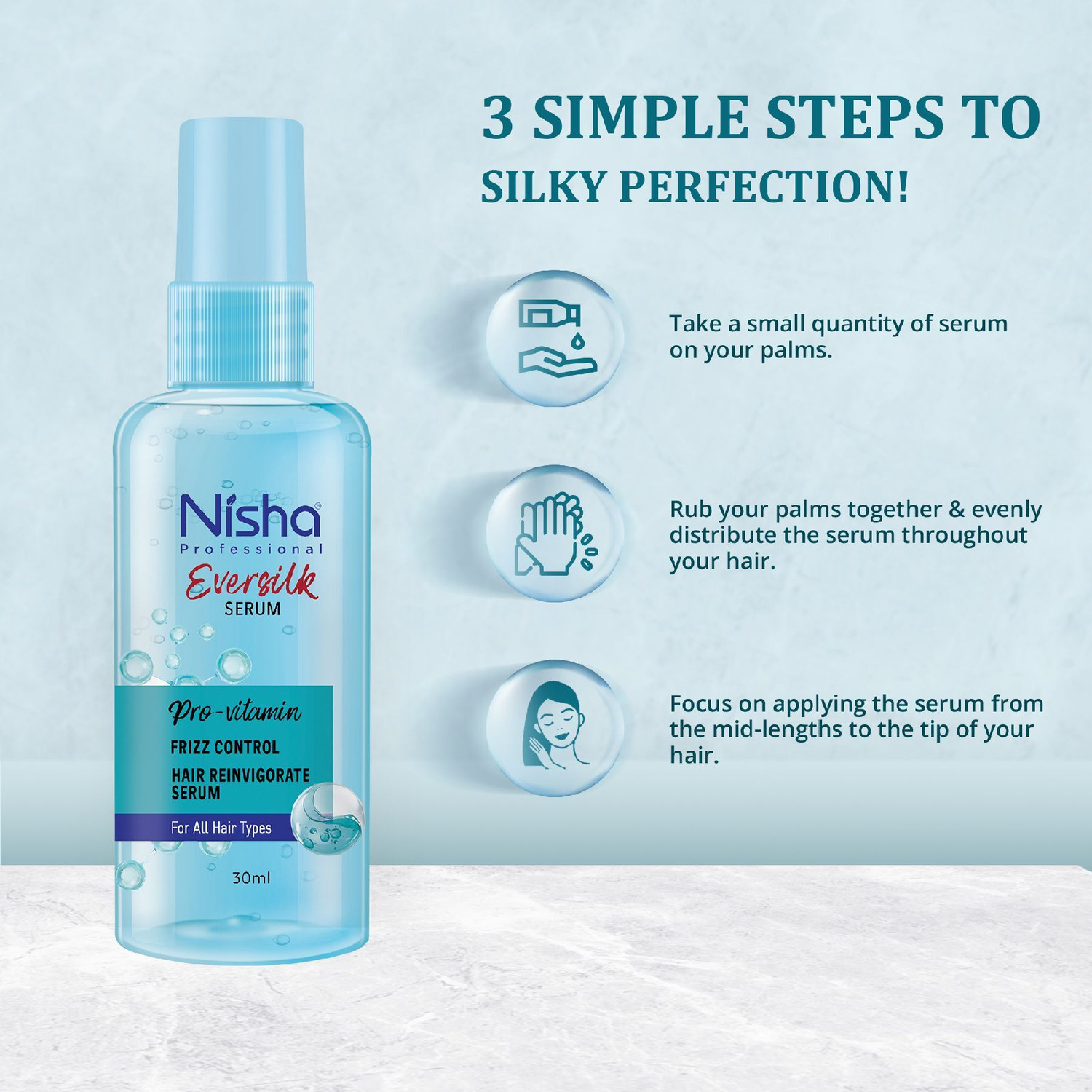Image of Nisha Hair Serum EverSilk Pro Vitamin Serum | Hair Serum For Dry Frizzy Hair